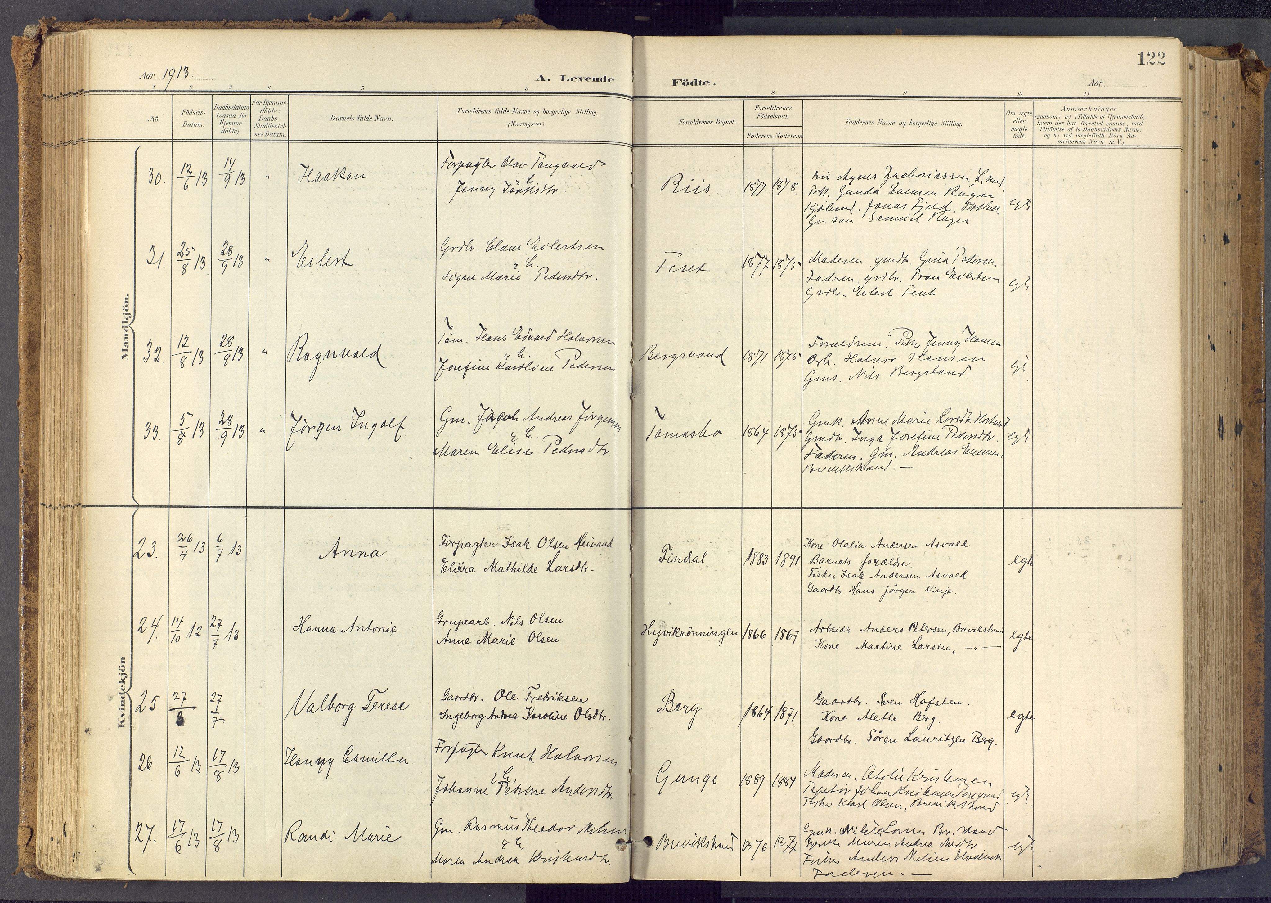 Bamble kirkebøker, SAKO/A-253/F/Fa/L0009: Ministerialbok nr. I 9, 1901-1917, s. 122