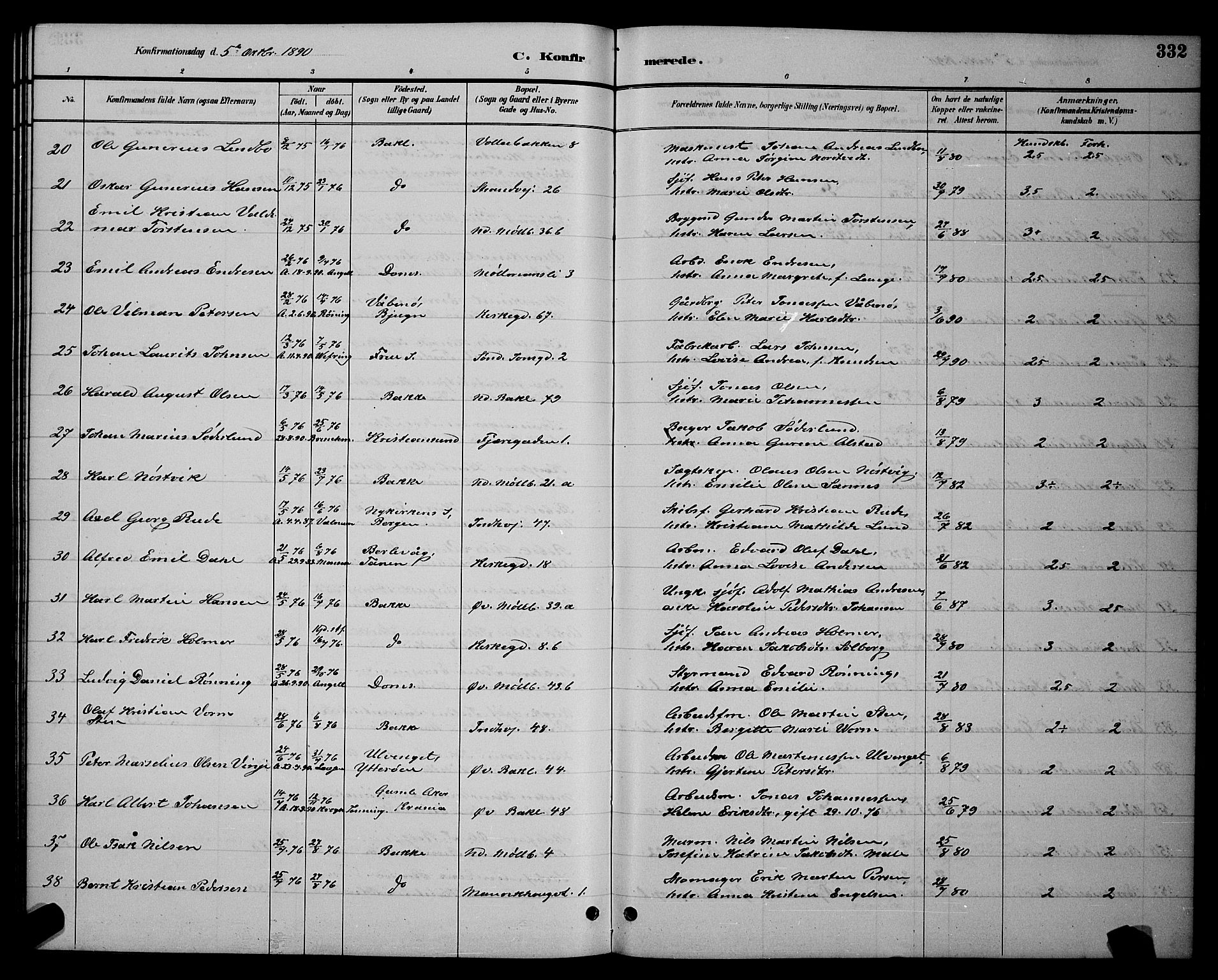 Ministerialprotokoller, klokkerbøker og fødselsregistre - Sør-Trøndelag, AV/SAT-A-1456/604/L0222: Klokkerbok nr. 604C05, 1886-1895, s. 332