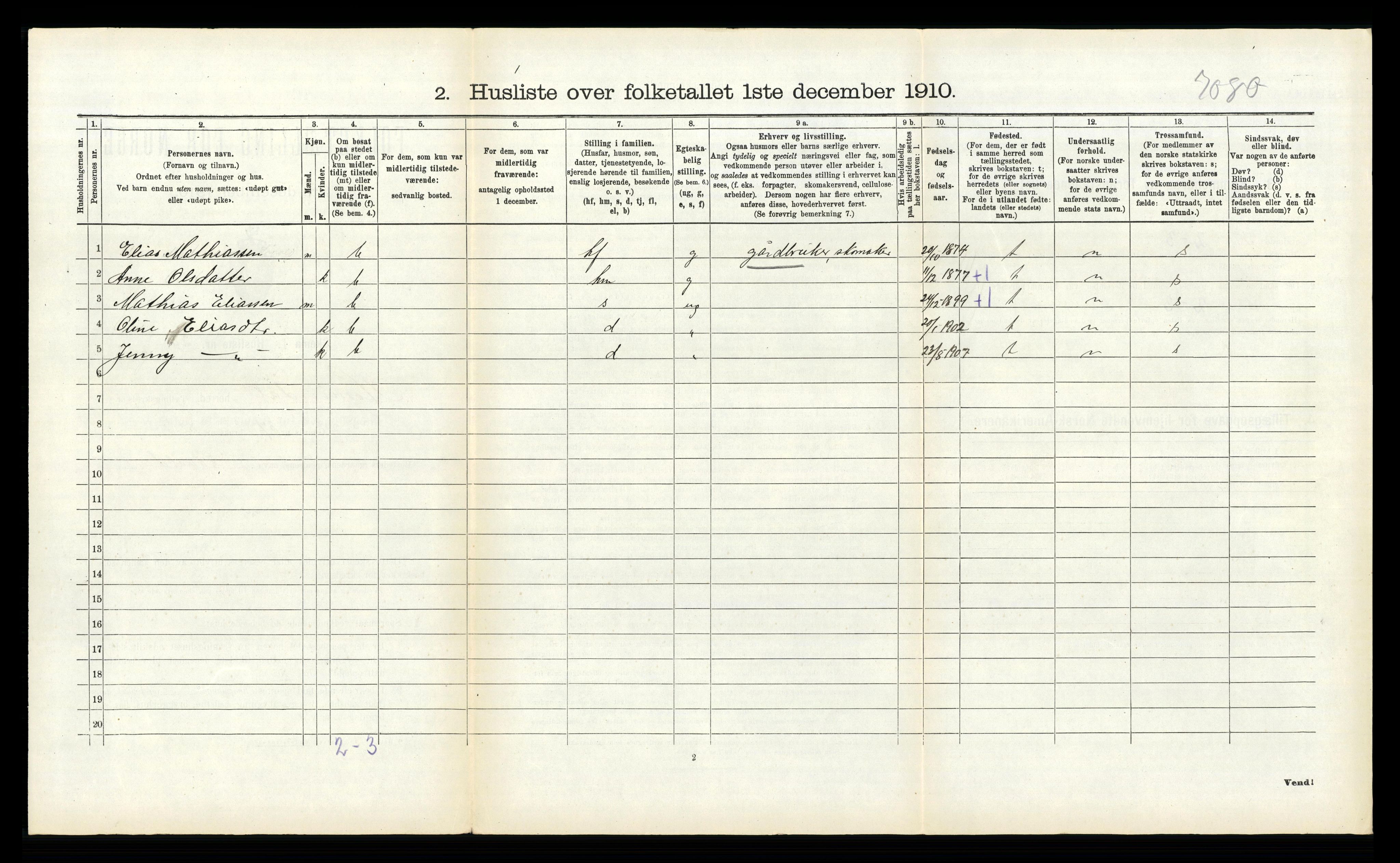 RA, Folketelling 1910 for 1444 Hornindal herred, 1910, s. 405