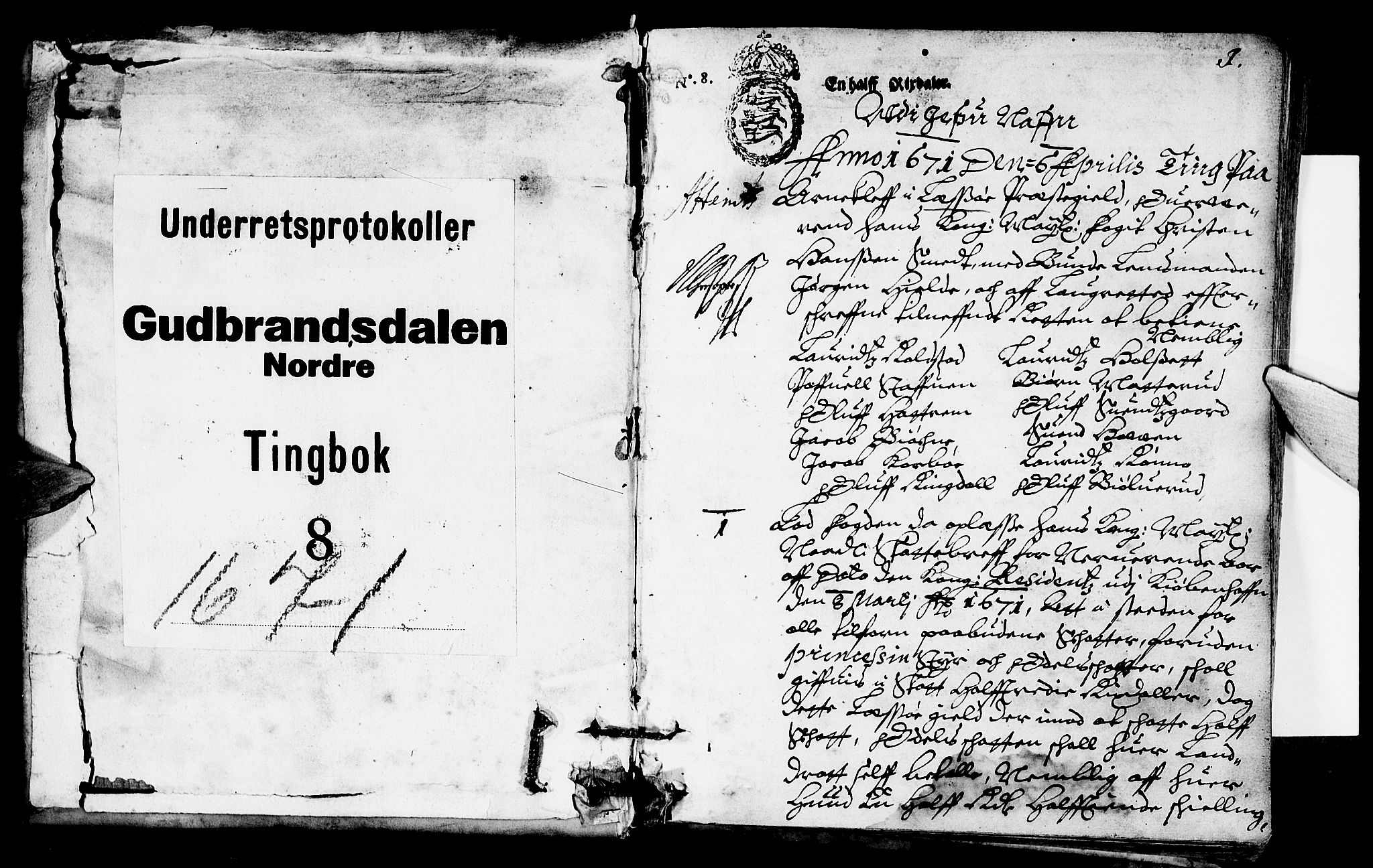 Sorenskriverier i Gudbrandsdalen, SAH/TING-036/G/Gb/Gba/L0008: Tingbok - Nord-Gudbrandsdal, 1671, s. 0b-1a