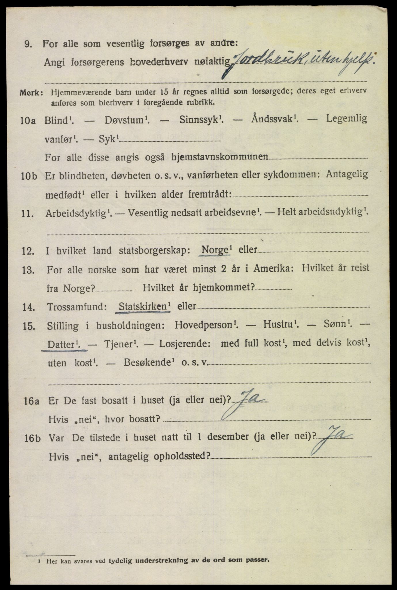 SAK, Folketelling 1920 for 1013 Tveit herred, 1920, s. 1993