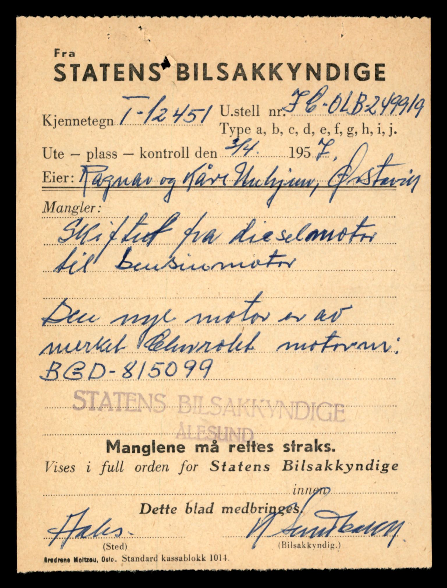 Møre og Romsdal vegkontor - Ålesund trafikkstasjon, AV/SAT-A-4099/F/Fe/L0033: Registreringskort for kjøretøy T 12151 - T 12474, 1927-1998, s. 3383