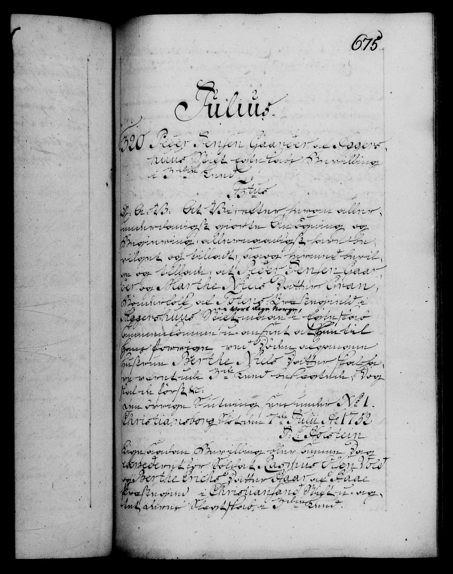 Danske Kanselli 1572-1799, RA/EA-3023/F/Fc/Fca/Fcaa/L0037: Norske registre, 1751-1752, s. 675a