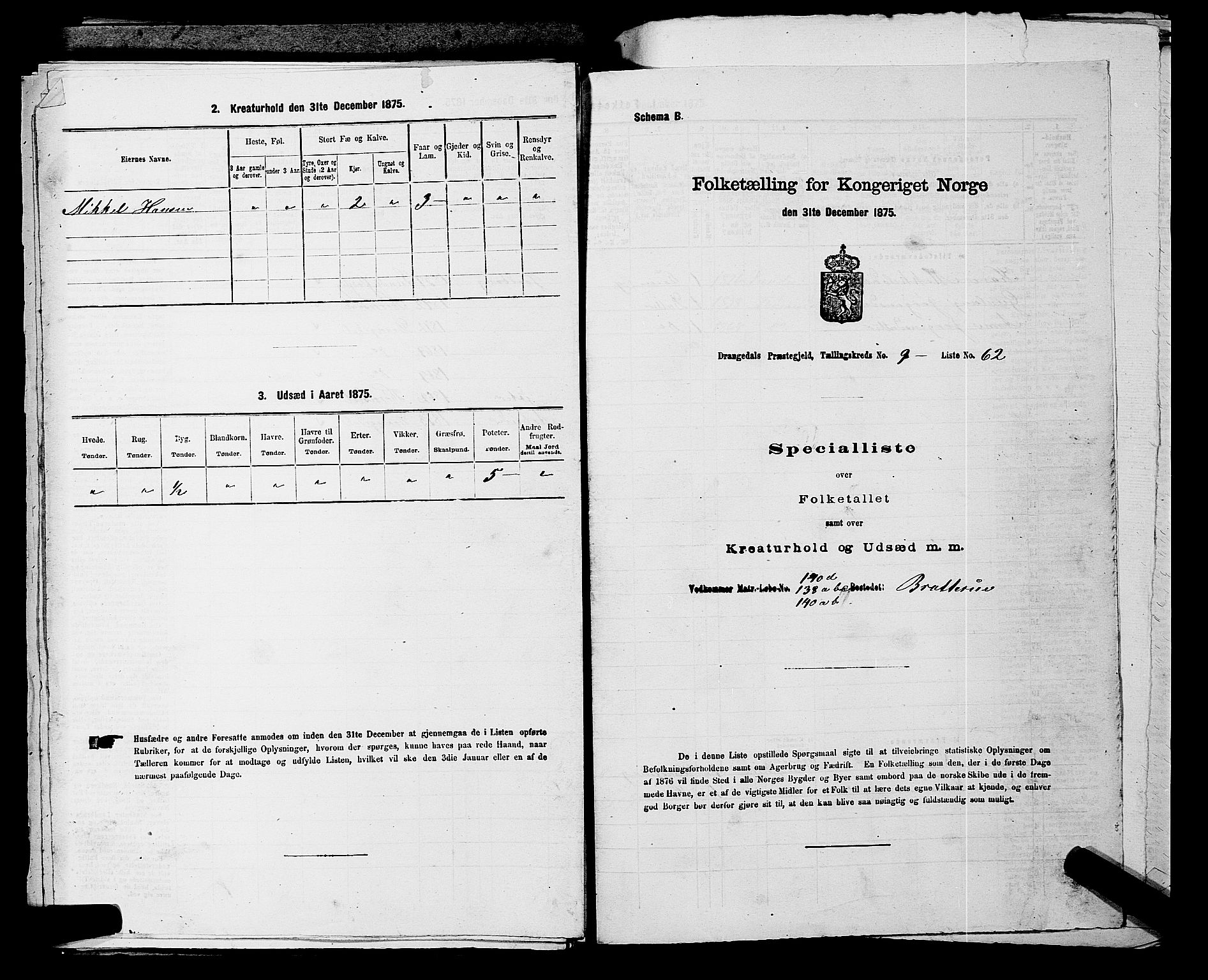 SAKO, Folketelling 1875 for 0817P Drangedal prestegjeld, 1875, s. 1000