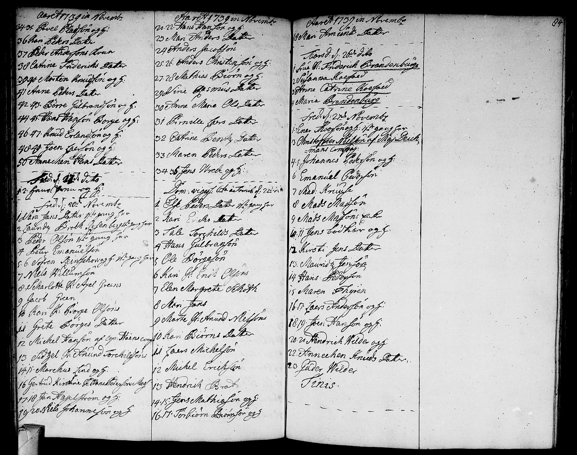 Strømsø kirkebøker, AV/SAKO-A-246/F/Fa/L0005: Ministerialbok nr. I 5, 1734-1739, s. 84