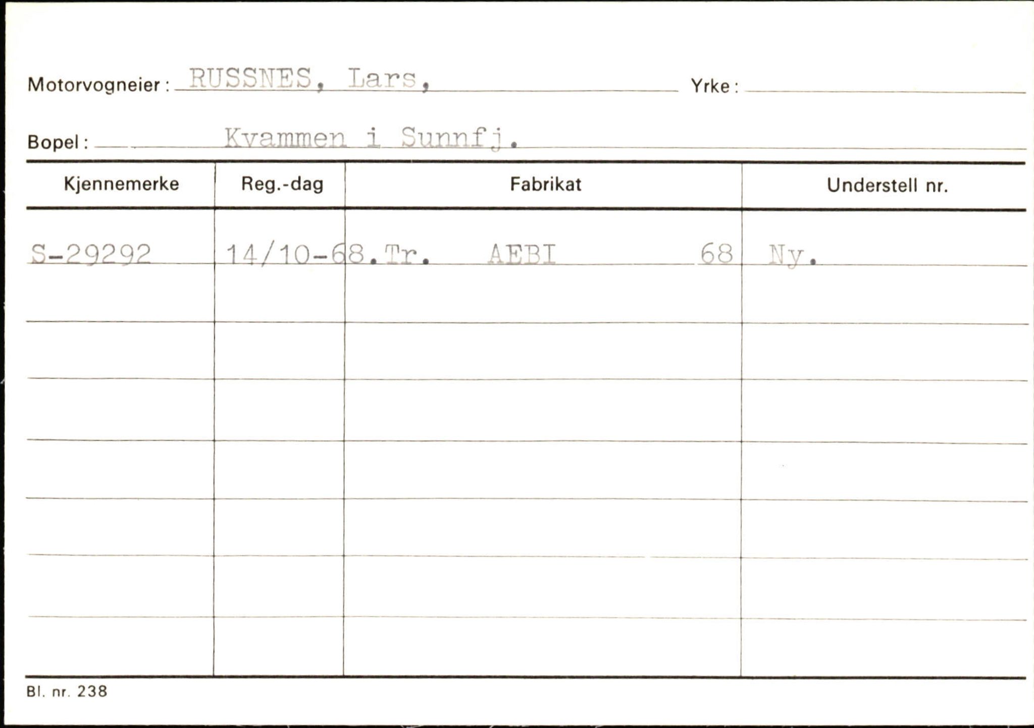 Statens vegvesen, Sogn og Fjordane vegkontor, SAB/A-5301/4/F/L0132: Eigarregister Askvoll A-Å. Balestrand A-Å, 1945-1975, s. 1051