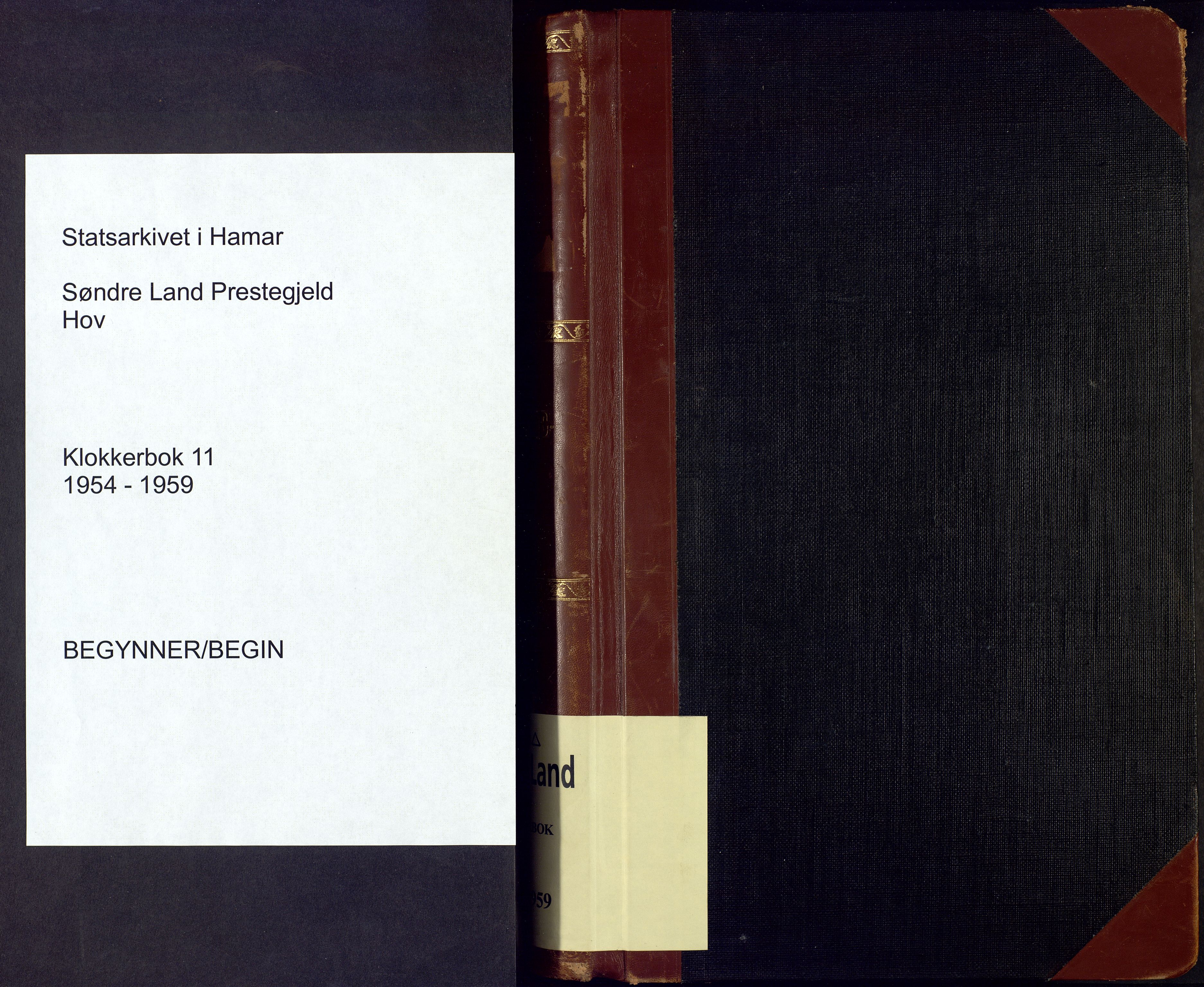 Søndre Land prestekontor, AV/SAH-PREST-122/L/L0011: Klokkerbok nr. 11, 1954-1959