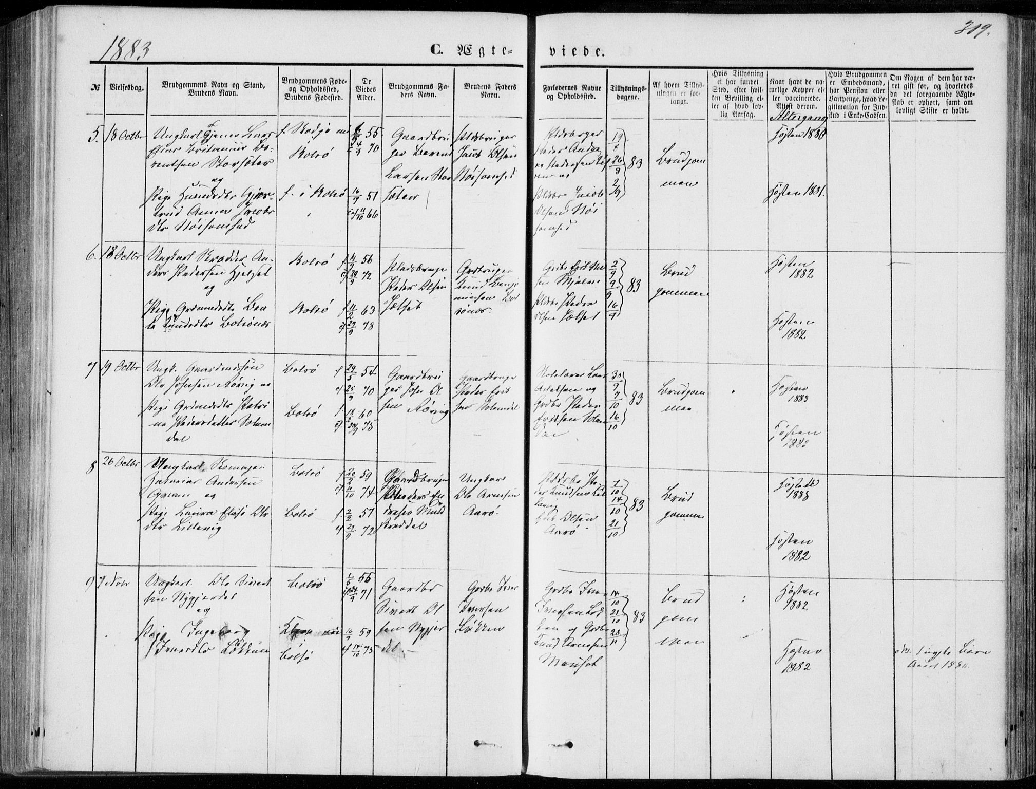 Ministerialprotokoller, klokkerbøker og fødselsregistre - Møre og Romsdal, AV/SAT-A-1454/555/L0655: Ministerialbok nr. 555A05, 1869-1886, s. 319