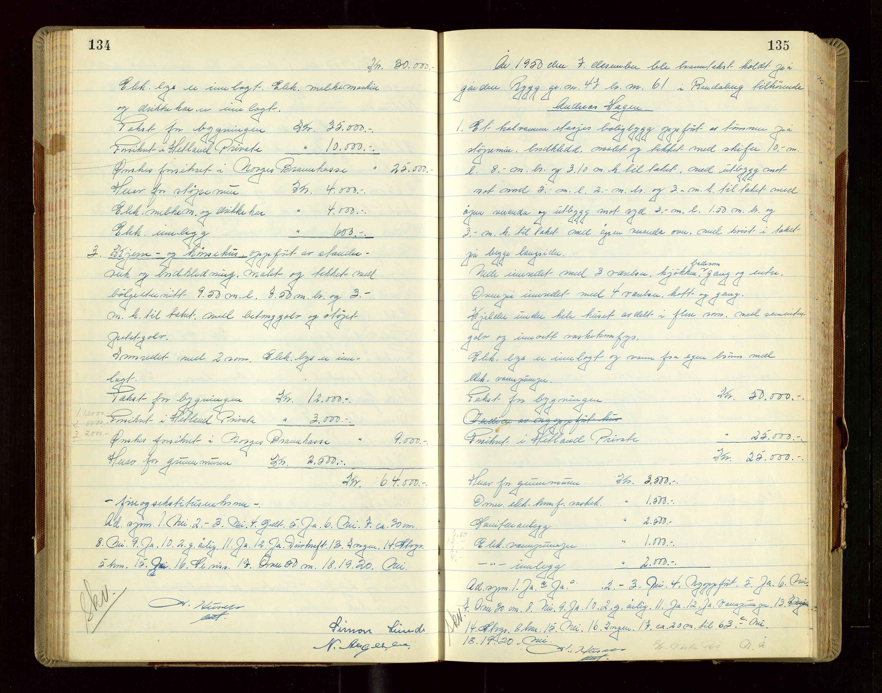 Hetland lensmannskontor, AV/SAST-A-100101/Goa/L0010: "Branntakstprotokoll", 1950-1952, s. 134-135