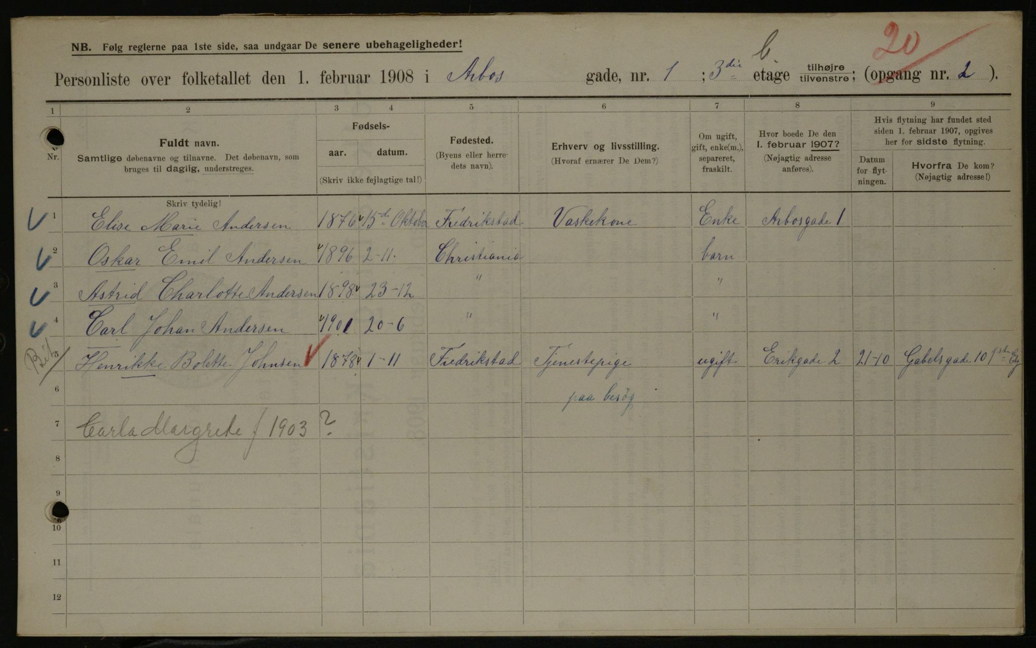OBA, Kommunal folketelling 1.2.1908 for Kristiania kjøpstad, 1908, s. 1938