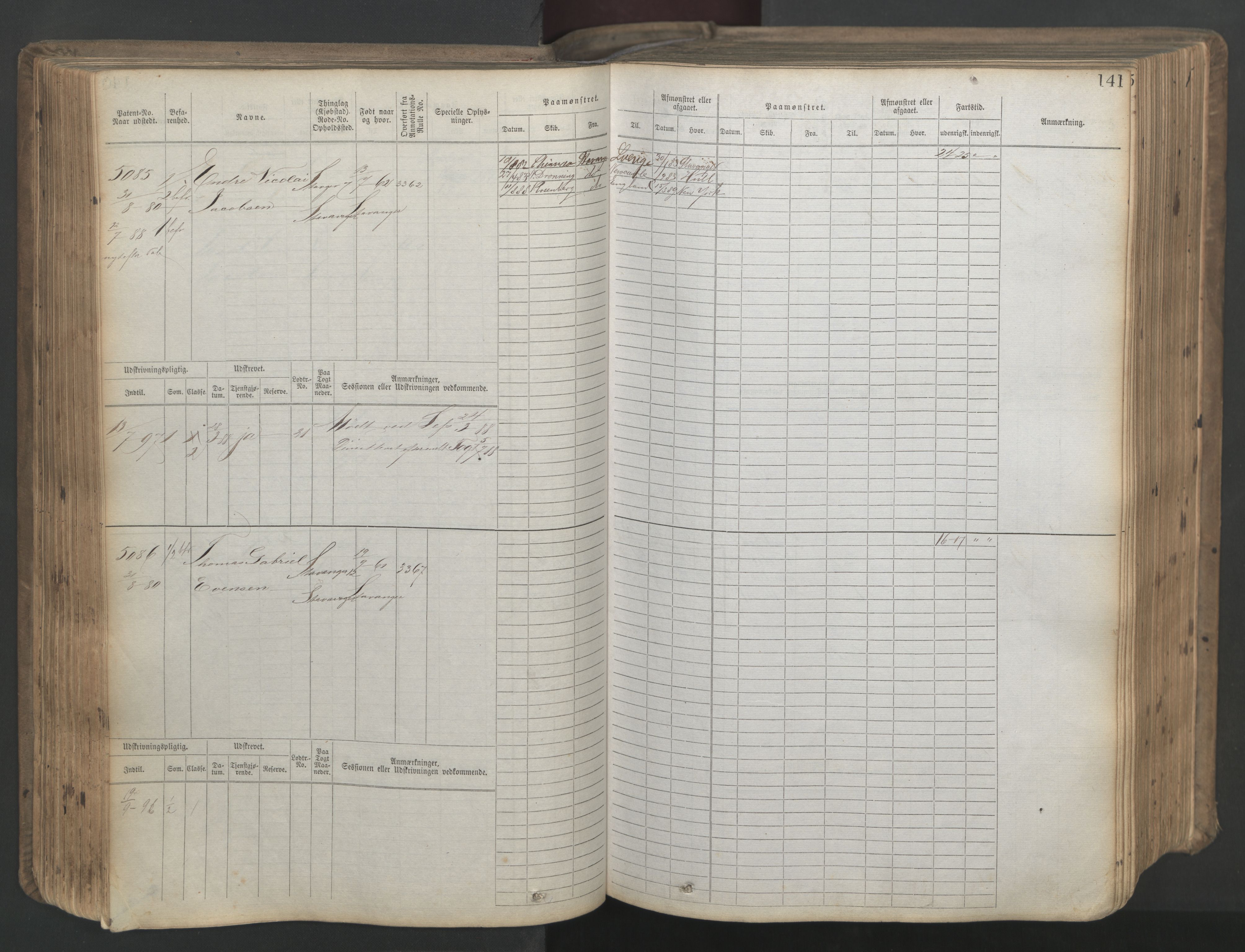 Stavanger sjømannskontor, AV/SAST-A-102006/F/Fb/Fbb/L0020: Sjøfartshovedrulle patnentnr. 4803-6004 (dublett), 1879, s. 146