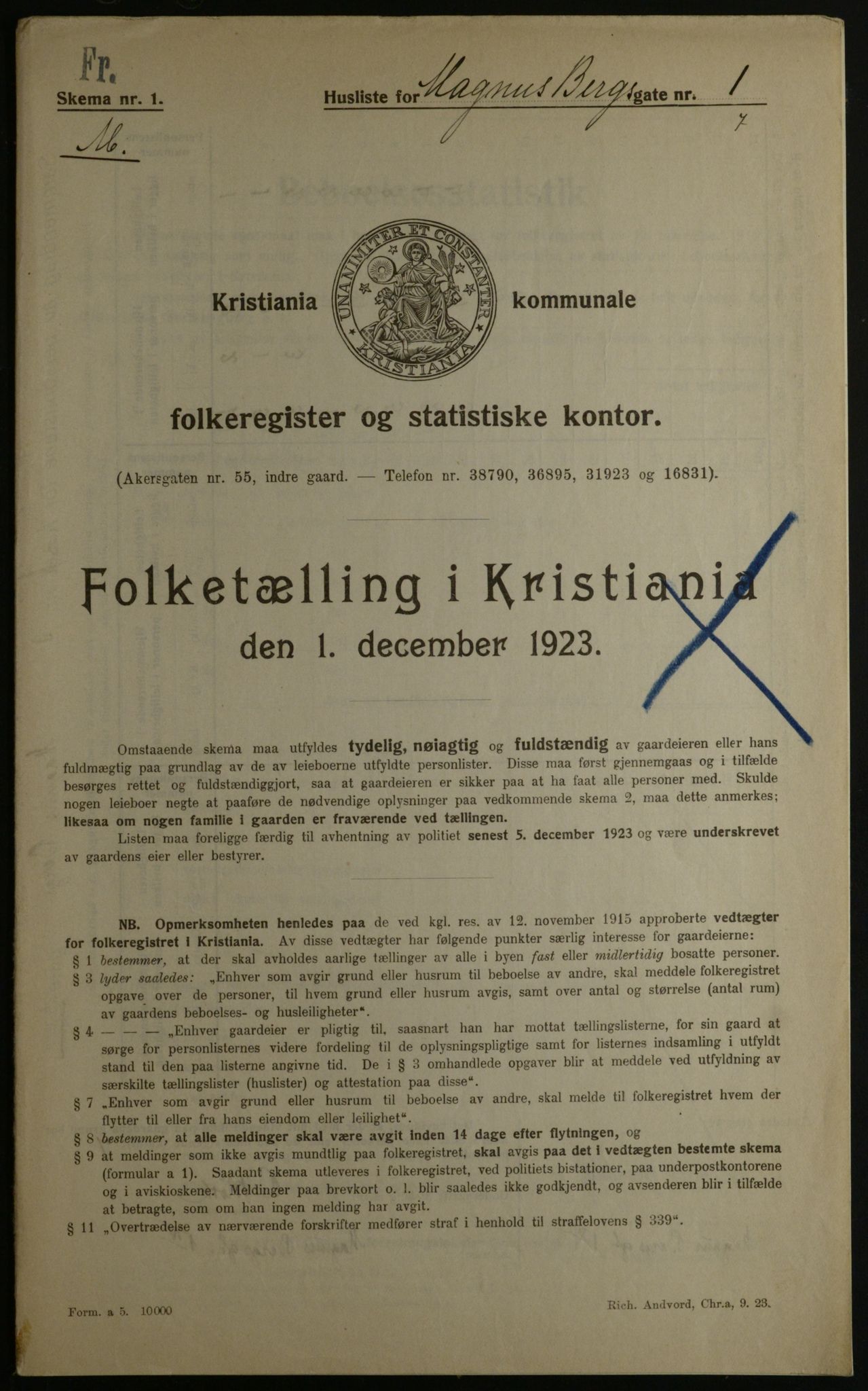 OBA, Kommunal folketelling 1.12.1923 for Kristiania, 1923, s. 65671