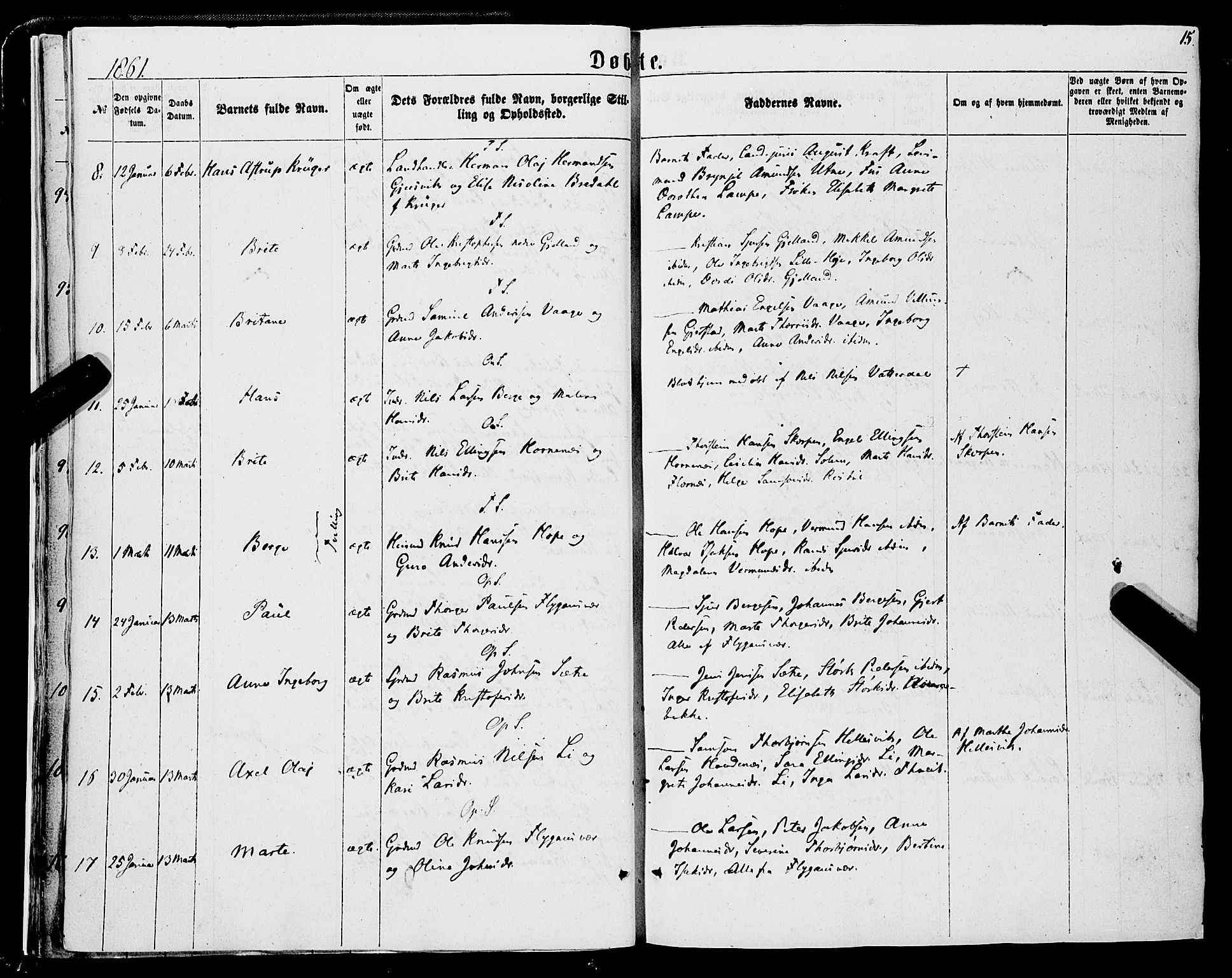 Tysnes sokneprestembete, AV/SAB-A-78601/H/Haa: Ministerialbok nr. A 11, 1860-1871, s. 15