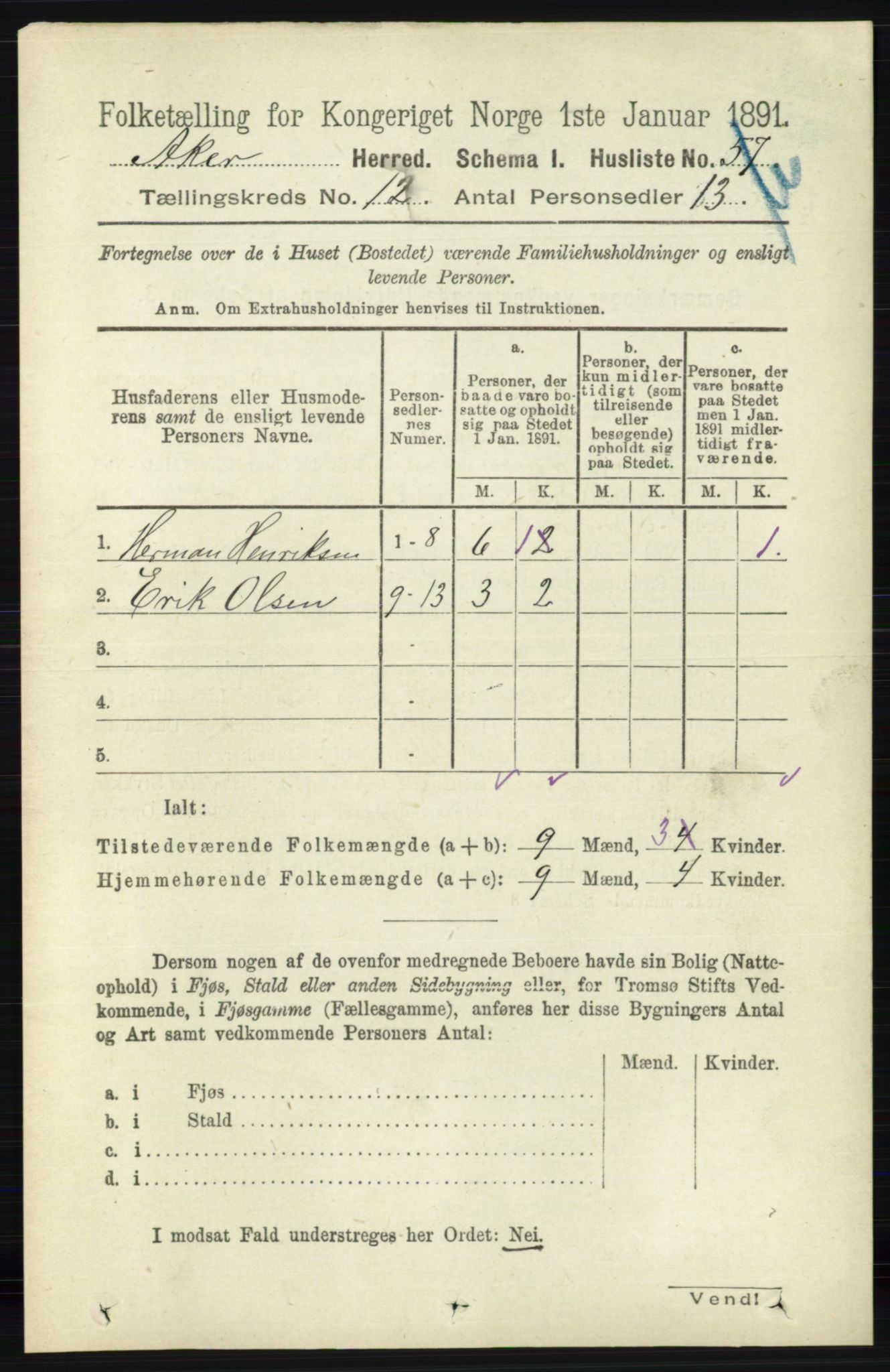 RA, Folketelling 1891 for 0218 Aker herred, 1891, s. 11391