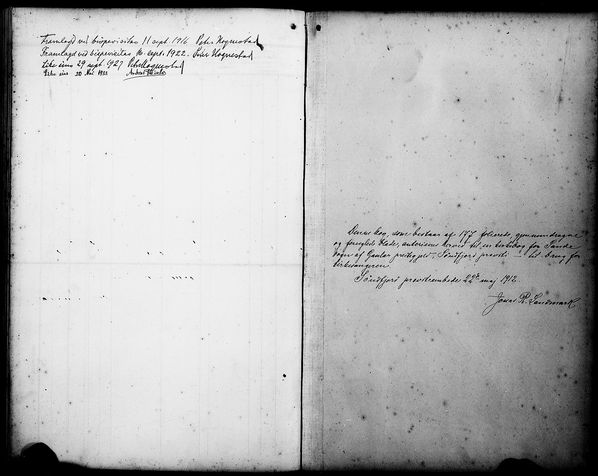 Gaular sokneprestembete, AV/SAB-A-80001/H/Hab/Haba/L0005: Klokkerbok nr. A 5, 1912-1930