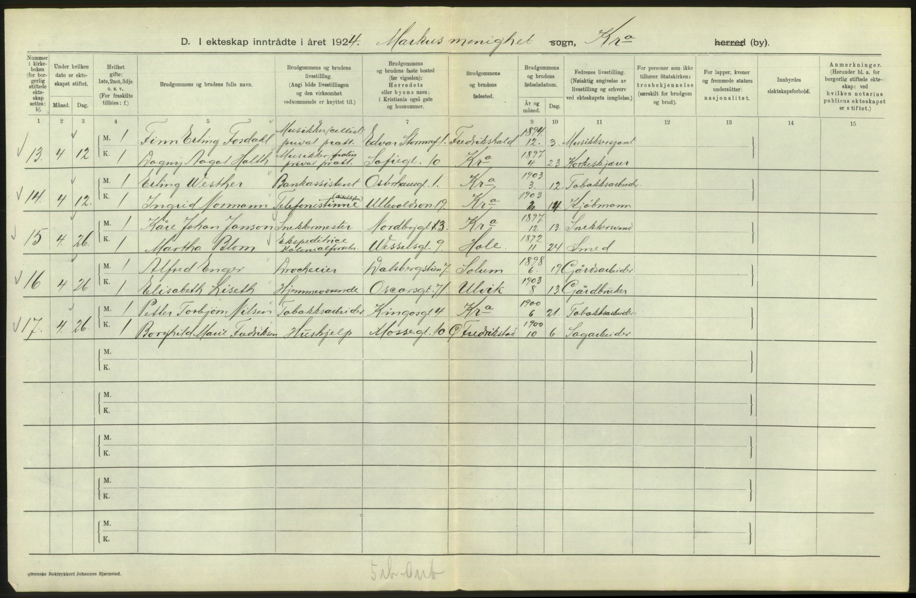 Statistisk sentralbyrå, Sosiodemografiske emner, Befolkning, AV/RA-S-2228/D/Df/Dfc/Dfcd/L0007: Kristiania: Gifte, 1924, s. 780