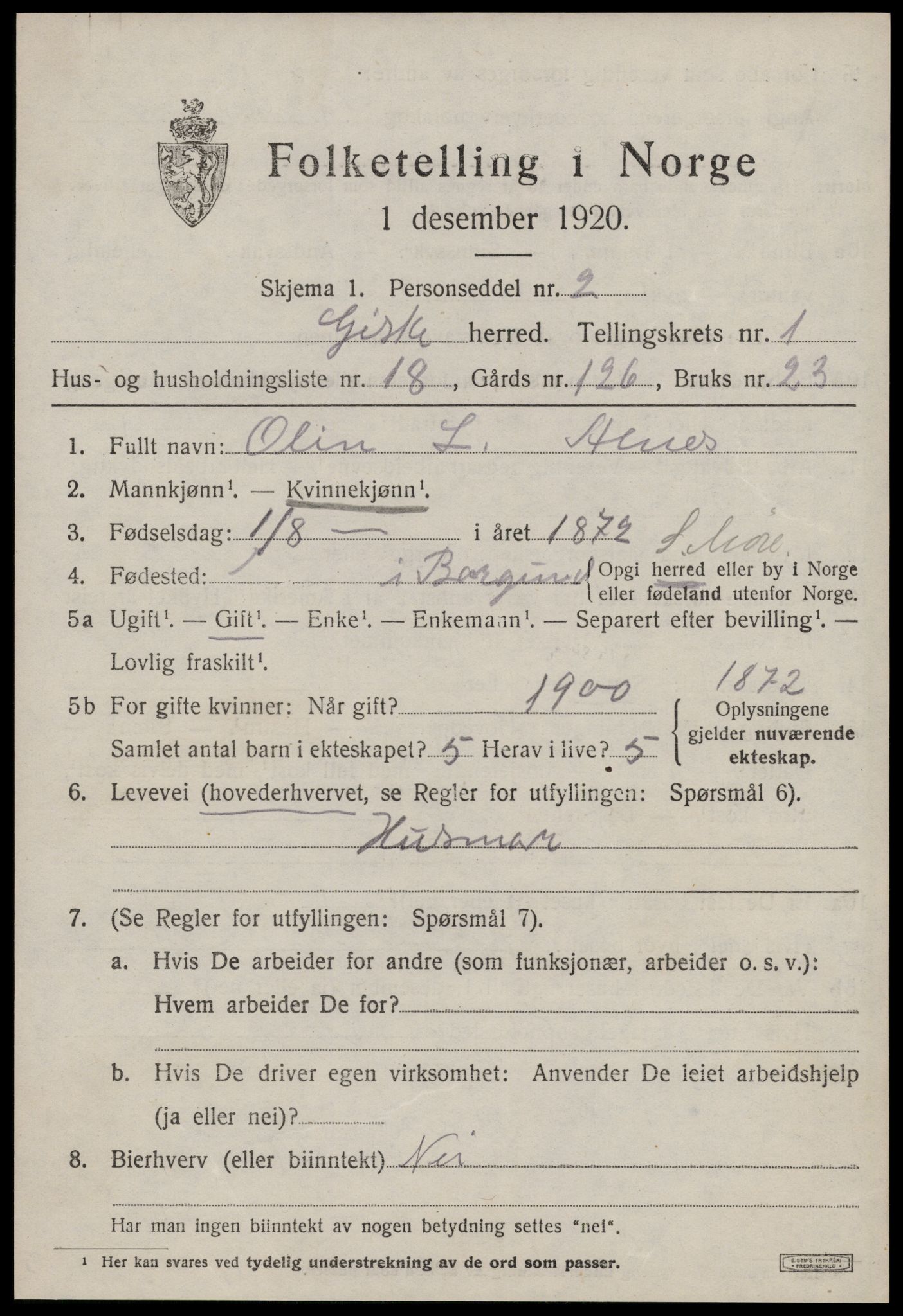 SAT, Folketelling 1920 for 1532 Giske herred, 1920, s. 822