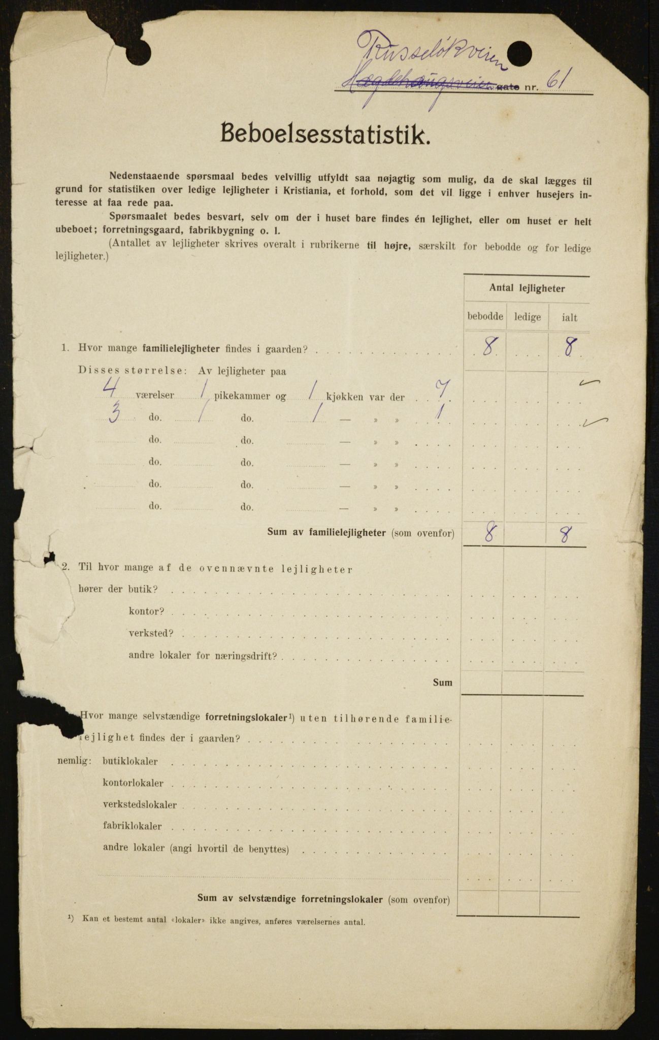 OBA, Kommunal folketelling 1.2.1909 for Kristiania kjøpstad, 1909, s. 77788