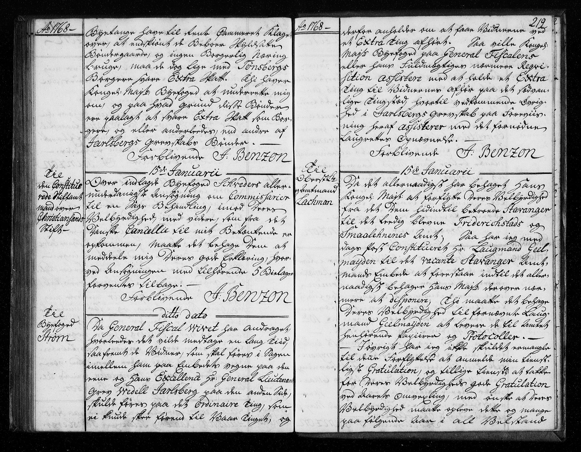 Stattholderembetet 1572-1771, AV/RA-EA-2870/Bf/L0006: Stattholderprotokoll (allmenn kopibok), 1767-1768, s. 218b-219a