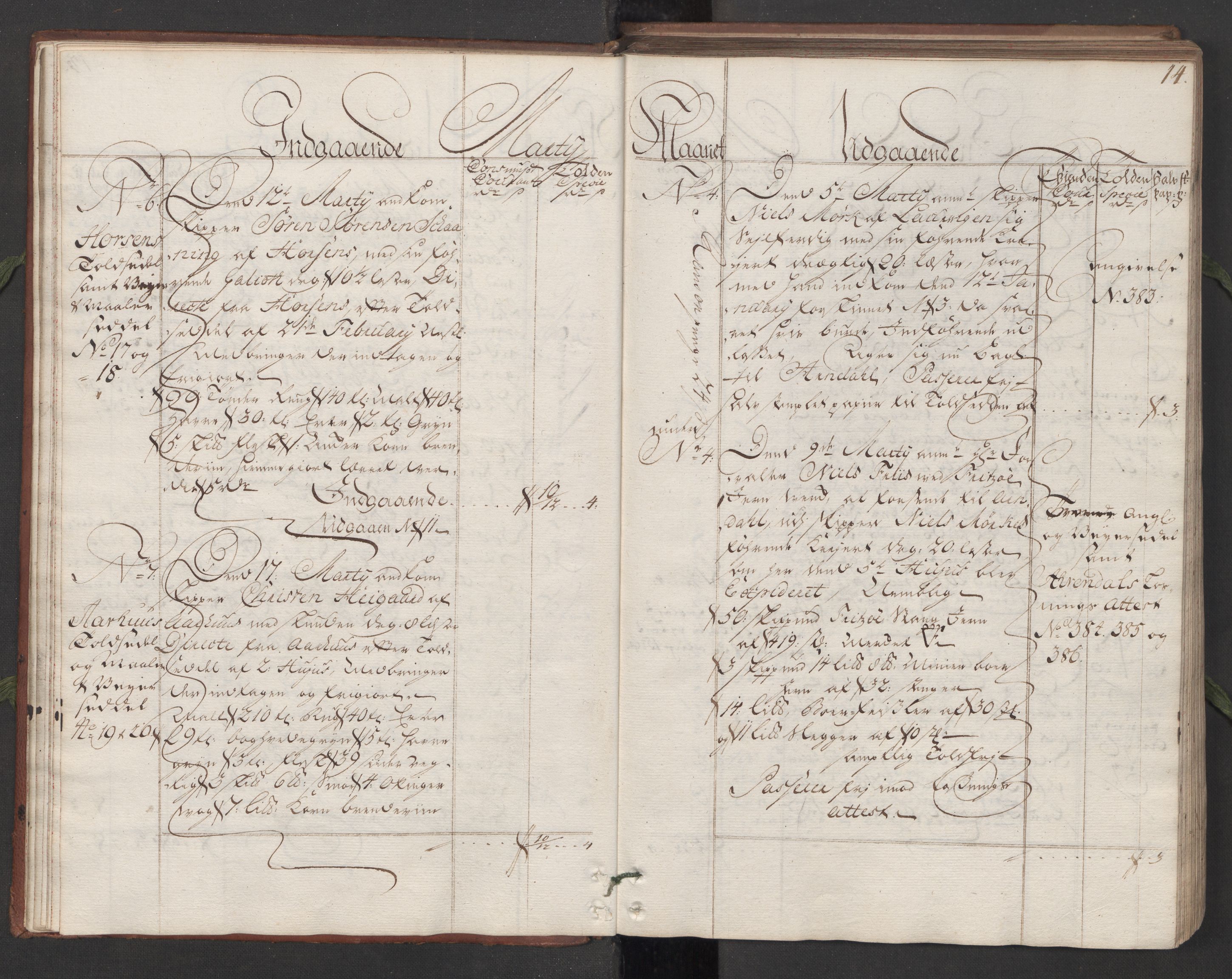 Generaltollkammeret, tollregnskaper, AV/RA-EA-5490/R11/L0015a/0001: Tollregnskaper Larvik og Sandefjord / Hovedtollbok, 1733, s. 13b-14a