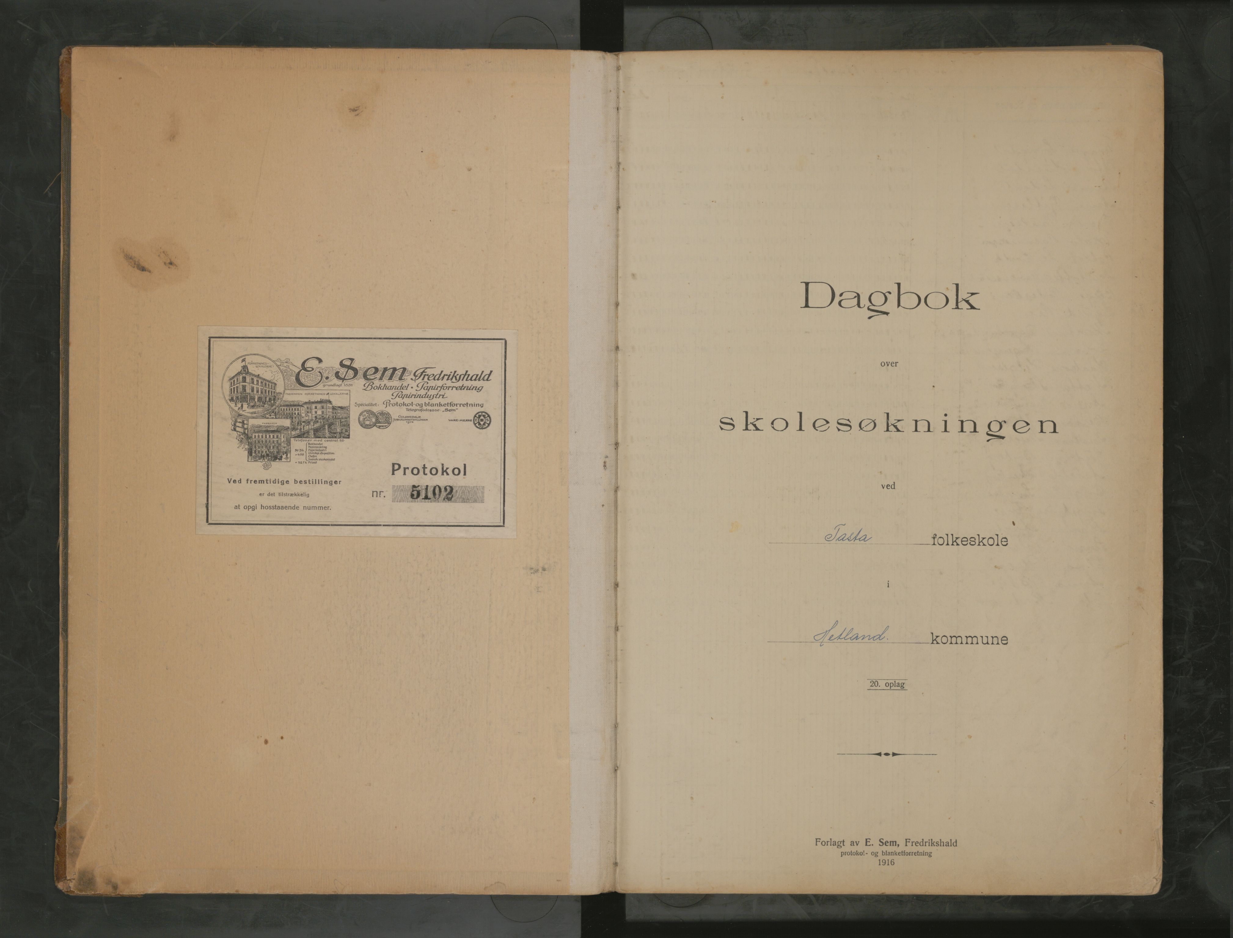 Hetland kommune. Tasta skole, BYST/A-0146/G/Ga/L0006: Dagbok, 1920-1953