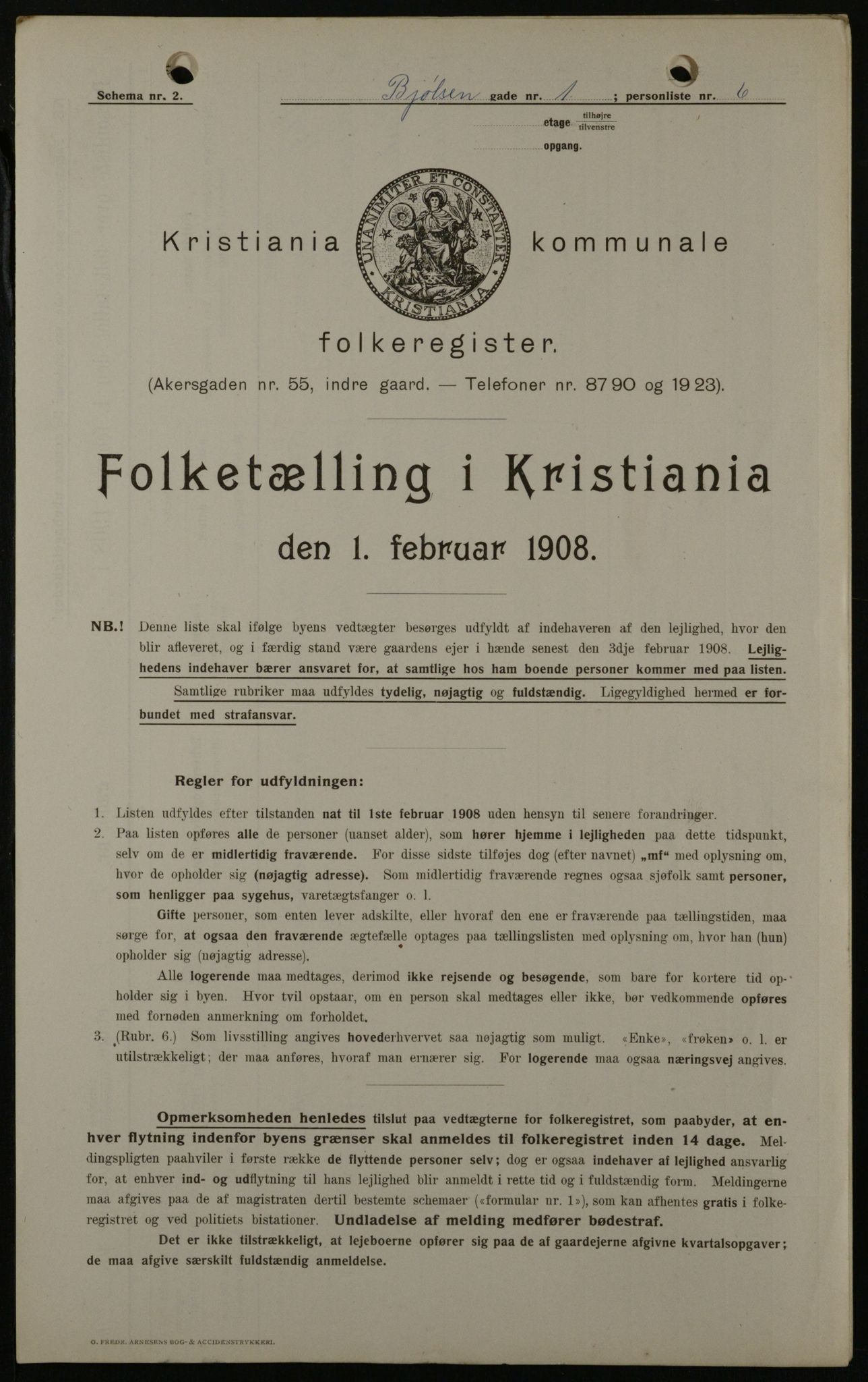 OBA, Kommunal folketelling 1.2.1908 for Kristiania kjøpstad, 1908, s. 6302
