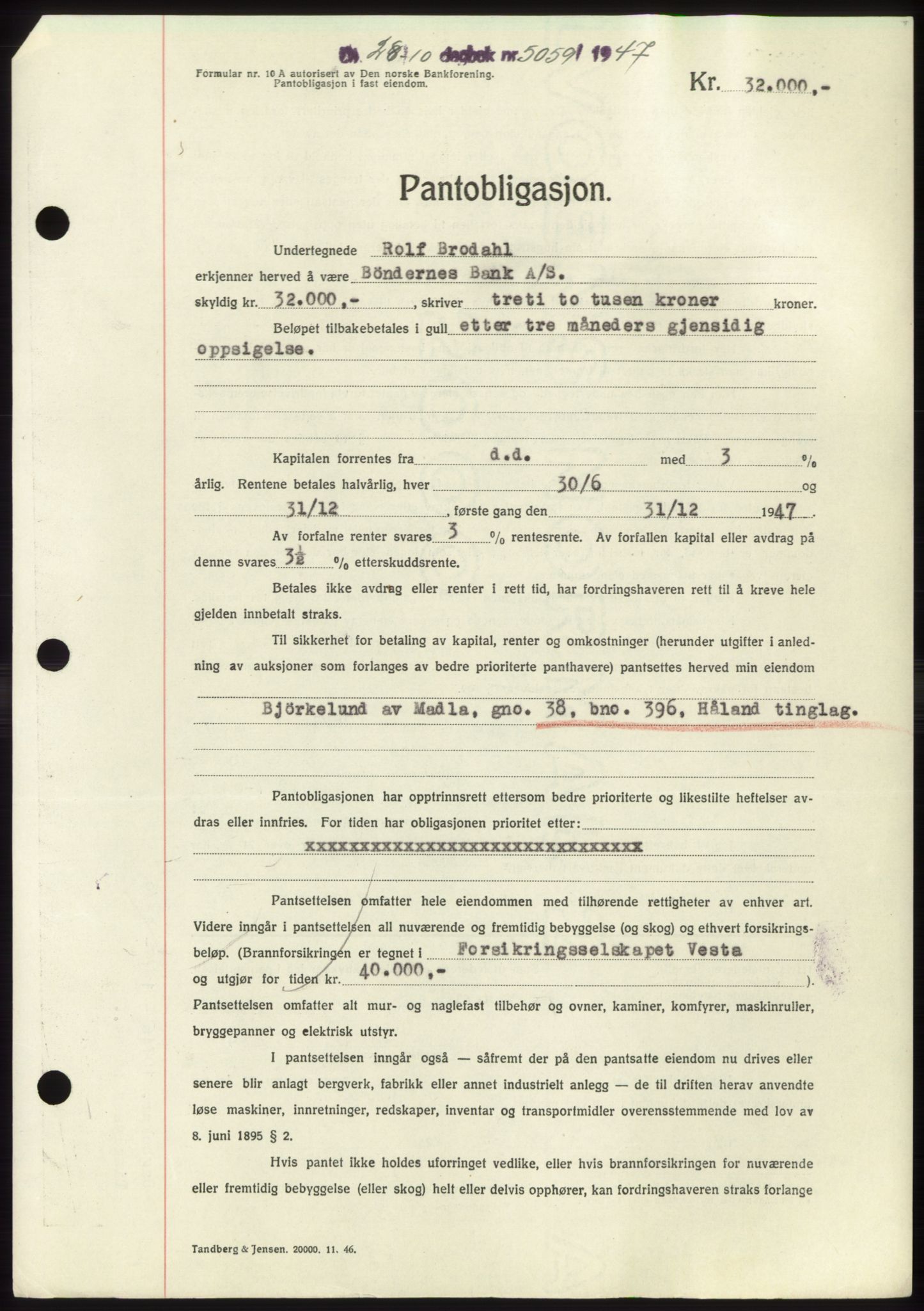 Jæren sorenskriveri, SAST/A-100310/03/G/Gba/L0096: Pantebok, 1947-1947, Dagboknr: 5059/1947