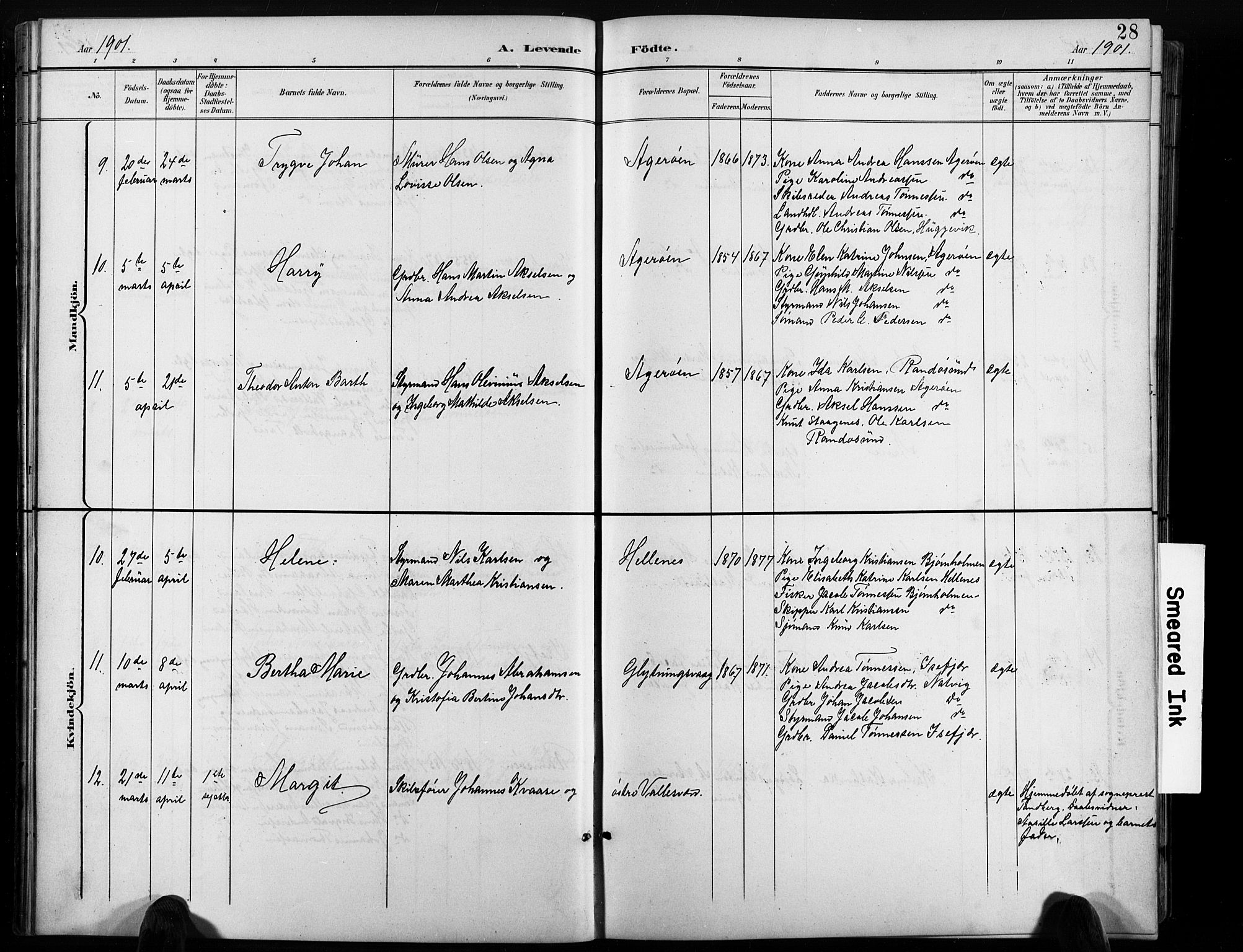 Høvåg sokneprestkontor, AV/SAK-1111-0025/F/Fb/L0005: Klokkerbok nr. B 5, 1898-1929, s. 28