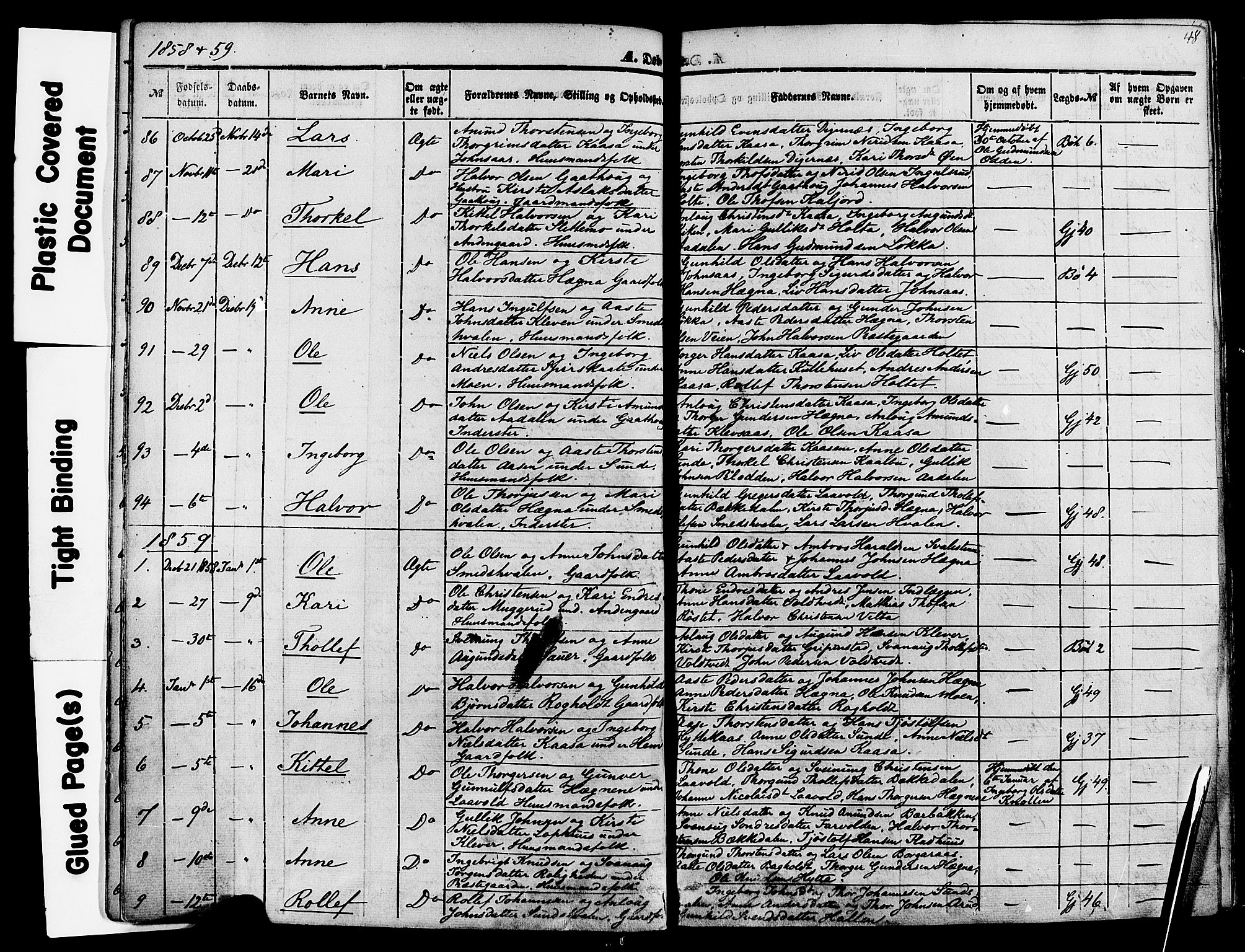Sauherad kirkebøker, AV/SAKO-A-298/F/Fa/L0007: Ministerialbok nr. I 7, 1851-1873, s. 48