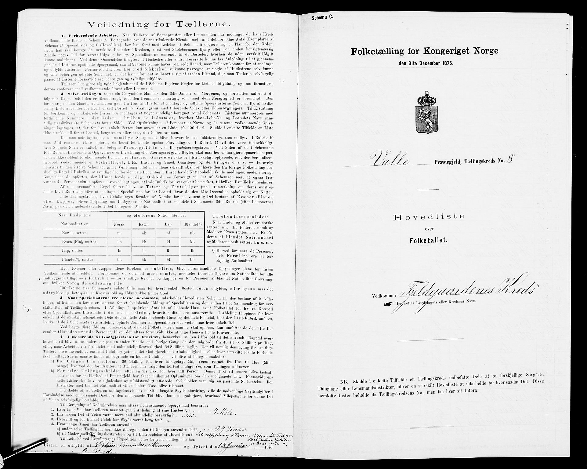 SAK, Folketelling 1875 for 0940P Valle prestegjeld, 1875, s. 36