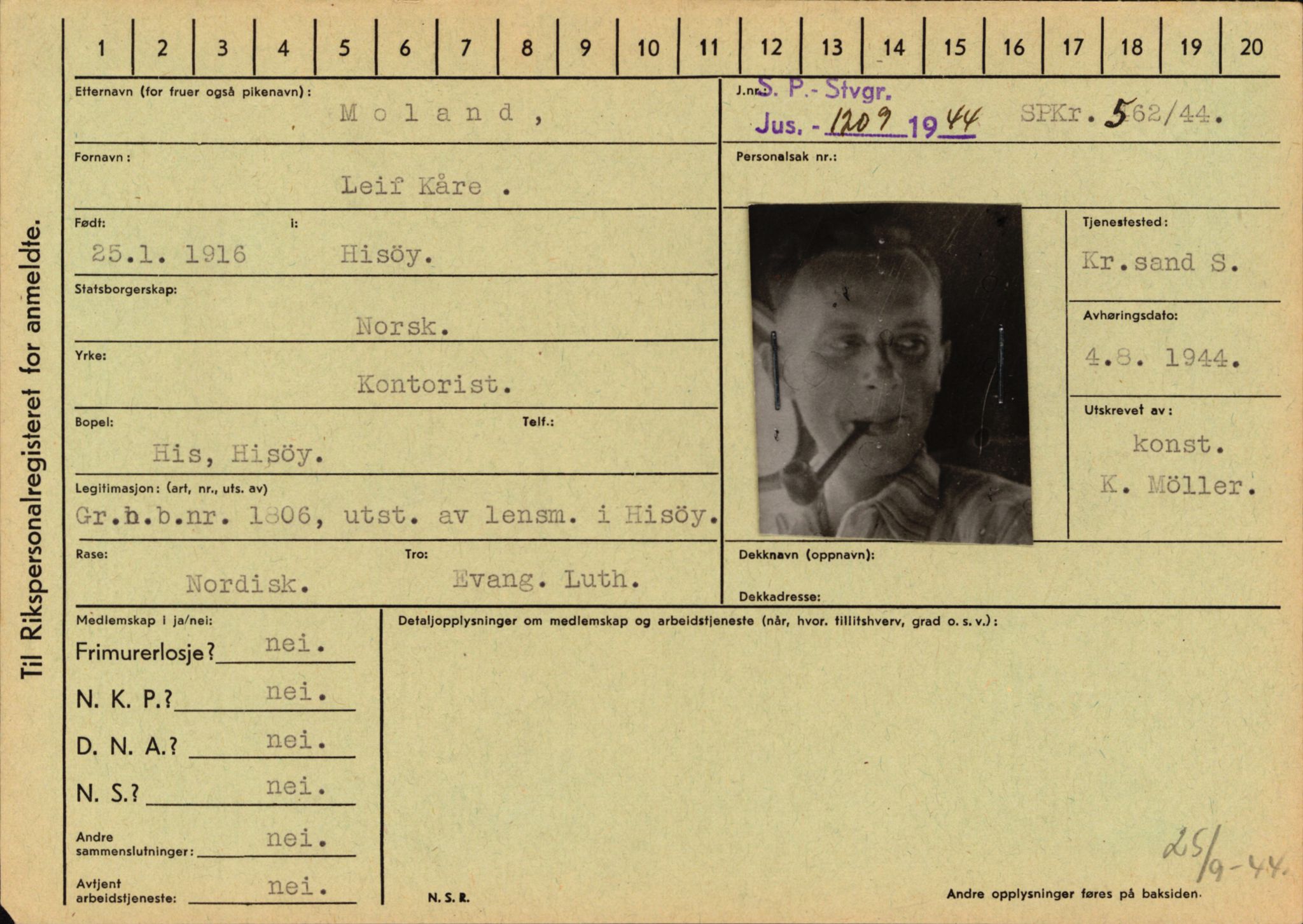 Statspolitiet - Hovedkontoret / Osloavdelingen, AV/RA-S-1329/C/Ca/L0011: Molberg - Nøstvold, 1943-1945, s. 6