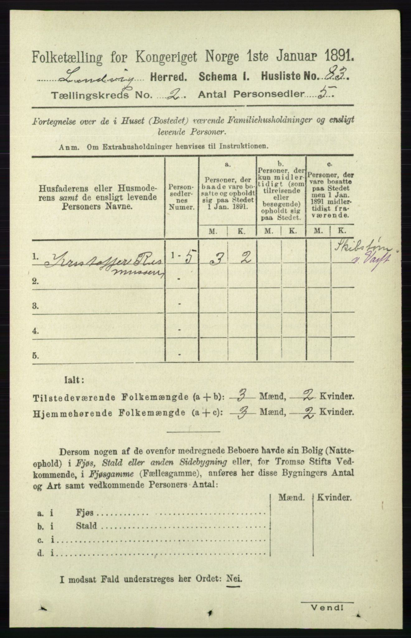 RA, Folketelling 1891 for 0924 Landvik herred, 1891, s. 326