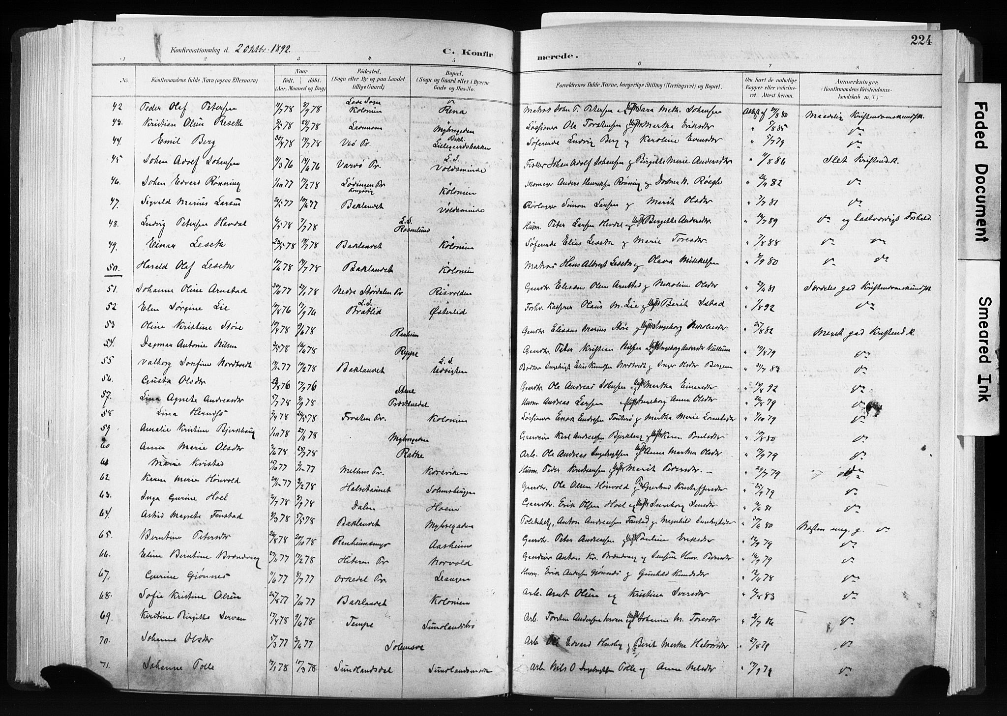 Ministerialprotokoller, klokkerbøker og fødselsregistre - Sør-Trøndelag, SAT/A-1456/606/L0300: Ministerialbok nr. 606A15, 1886-1893, s. 224