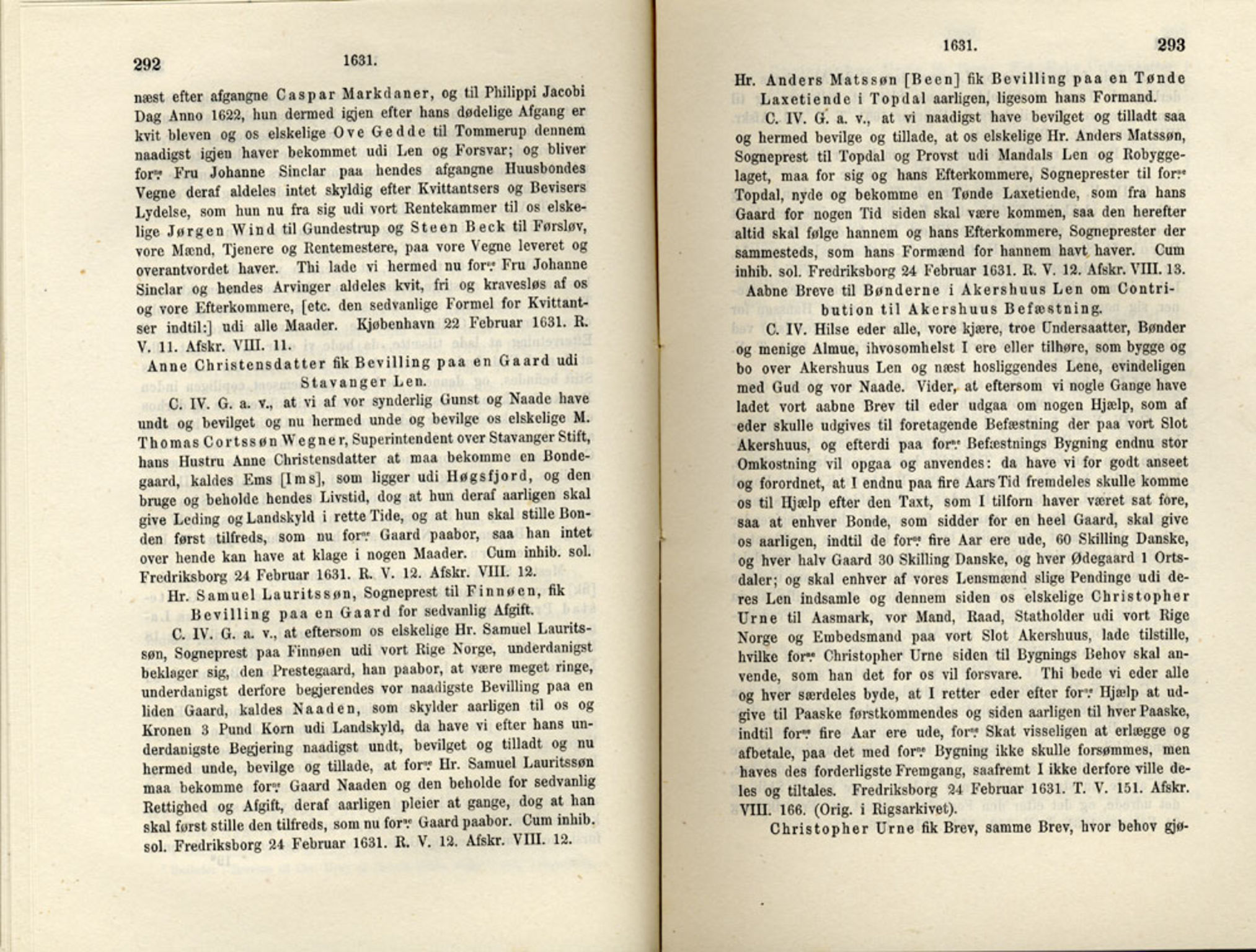Publikasjoner utgitt av Det Norske Historiske Kildeskriftfond, PUBL/-/-/-: Norske Rigs-Registranter, bind 6, 1628-1634, s. 292-293