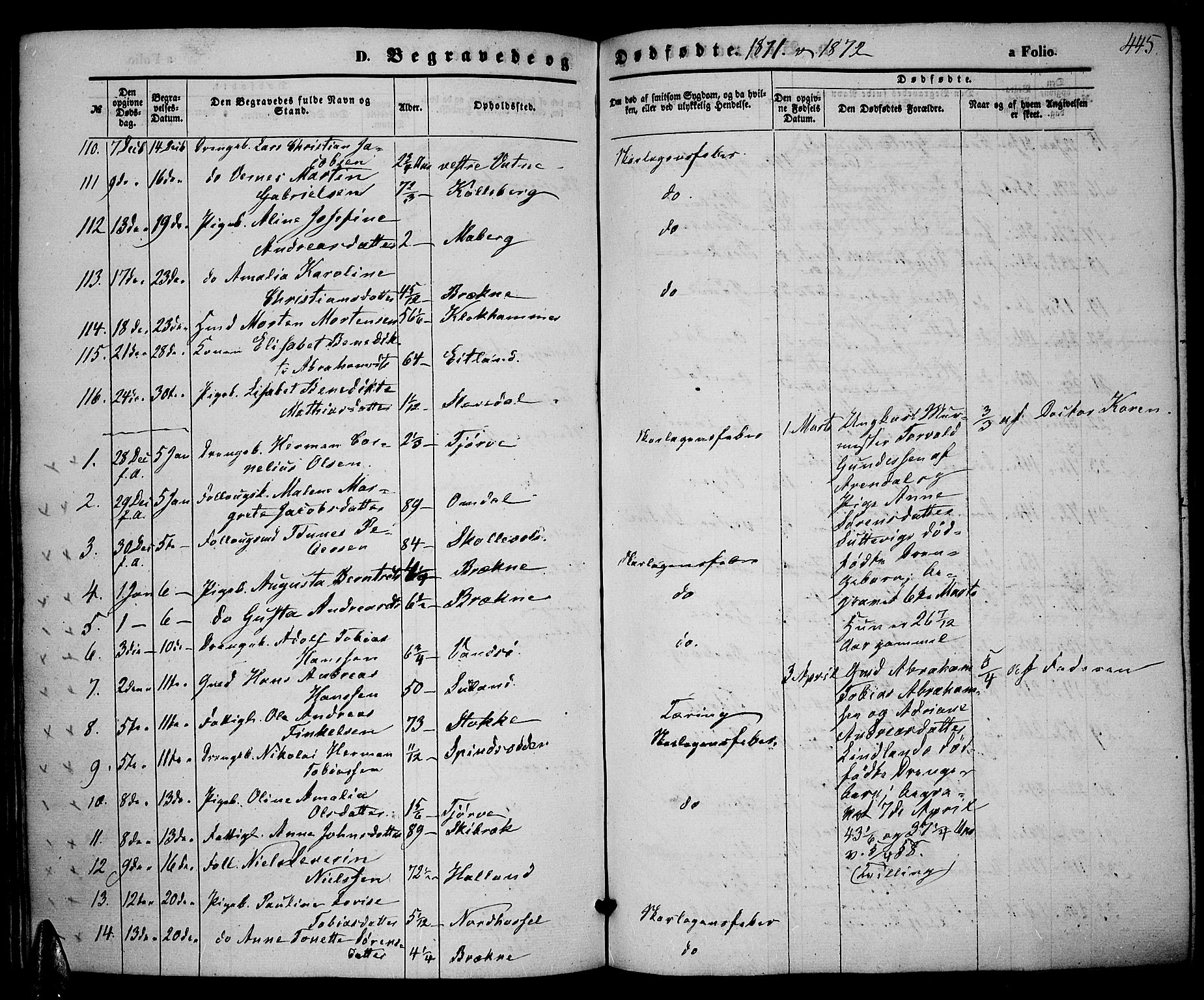 Lista sokneprestkontor, SAK/1111-0027/F/Fb/L0003: Klokkerbok nr. B 3, 1862-1877, s. 445