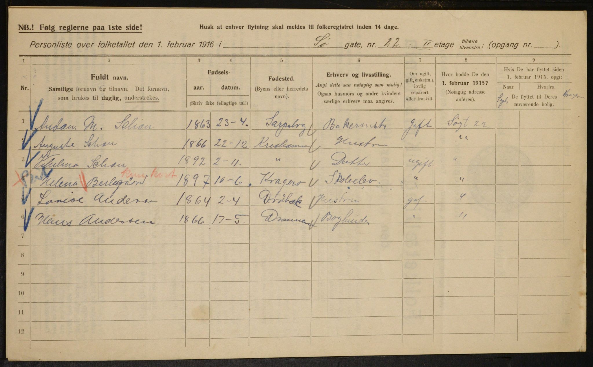 OBA, Kommunal folketelling 1.2.1916 for Kristiania, 1916, s. 97692