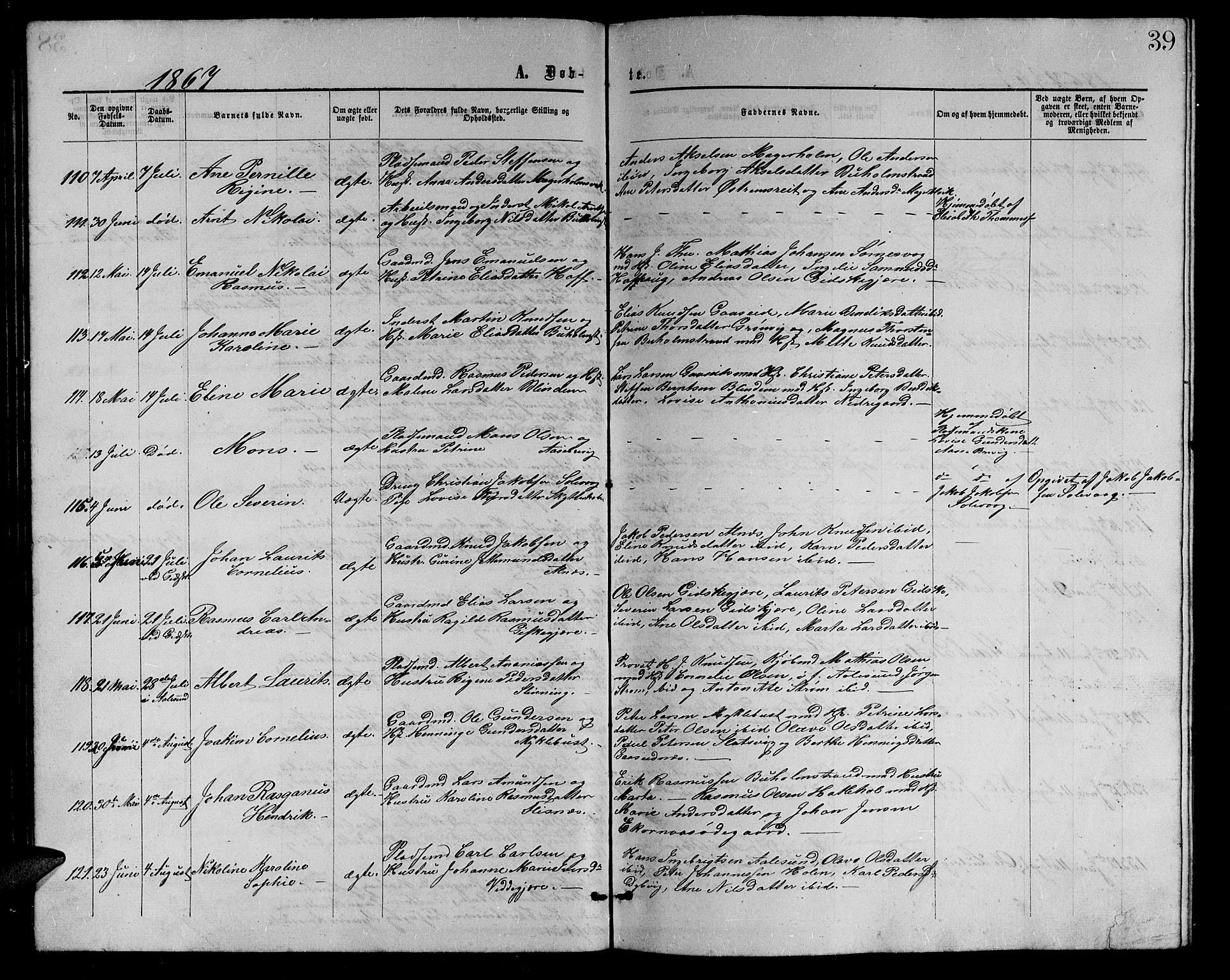 Ministerialprotokoller, klokkerbøker og fødselsregistre - Møre og Romsdal, AV/SAT-A-1454/528/L0428: Klokkerbok nr. 528C09, 1864-1880, s. 39