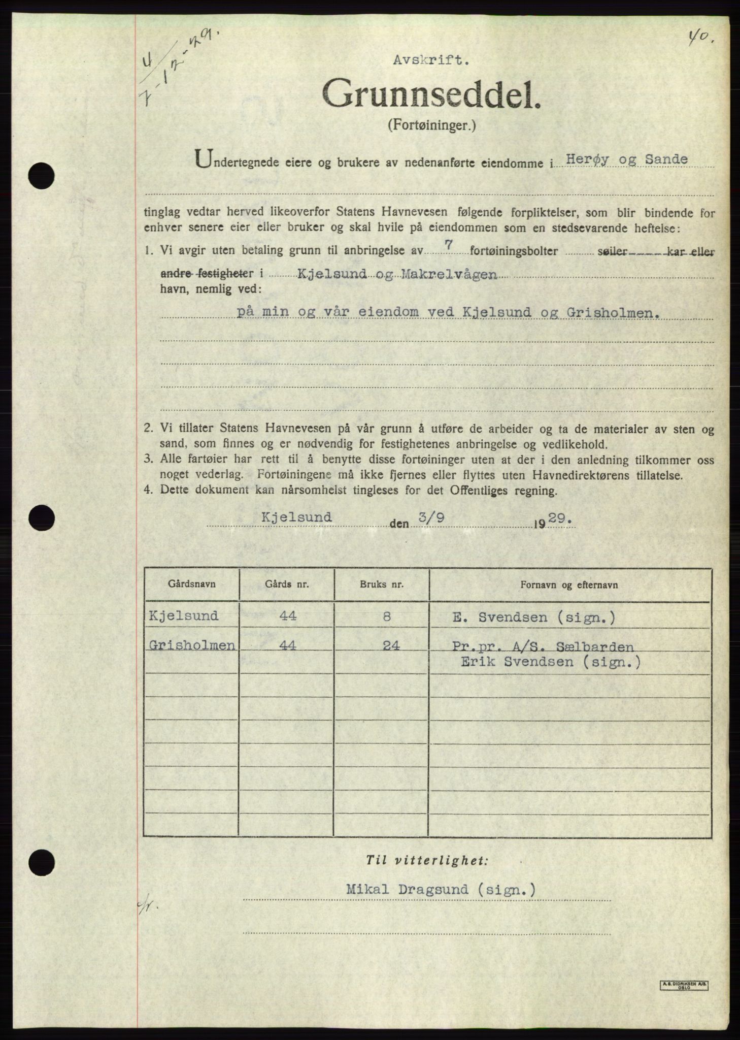 Søre Sunnmøre sorenskriveri, SAT/A-4122/1/2/2C/L0050: Pantebok nr. 44, 1929-1930, Tingl.dato: 07.12.1929
