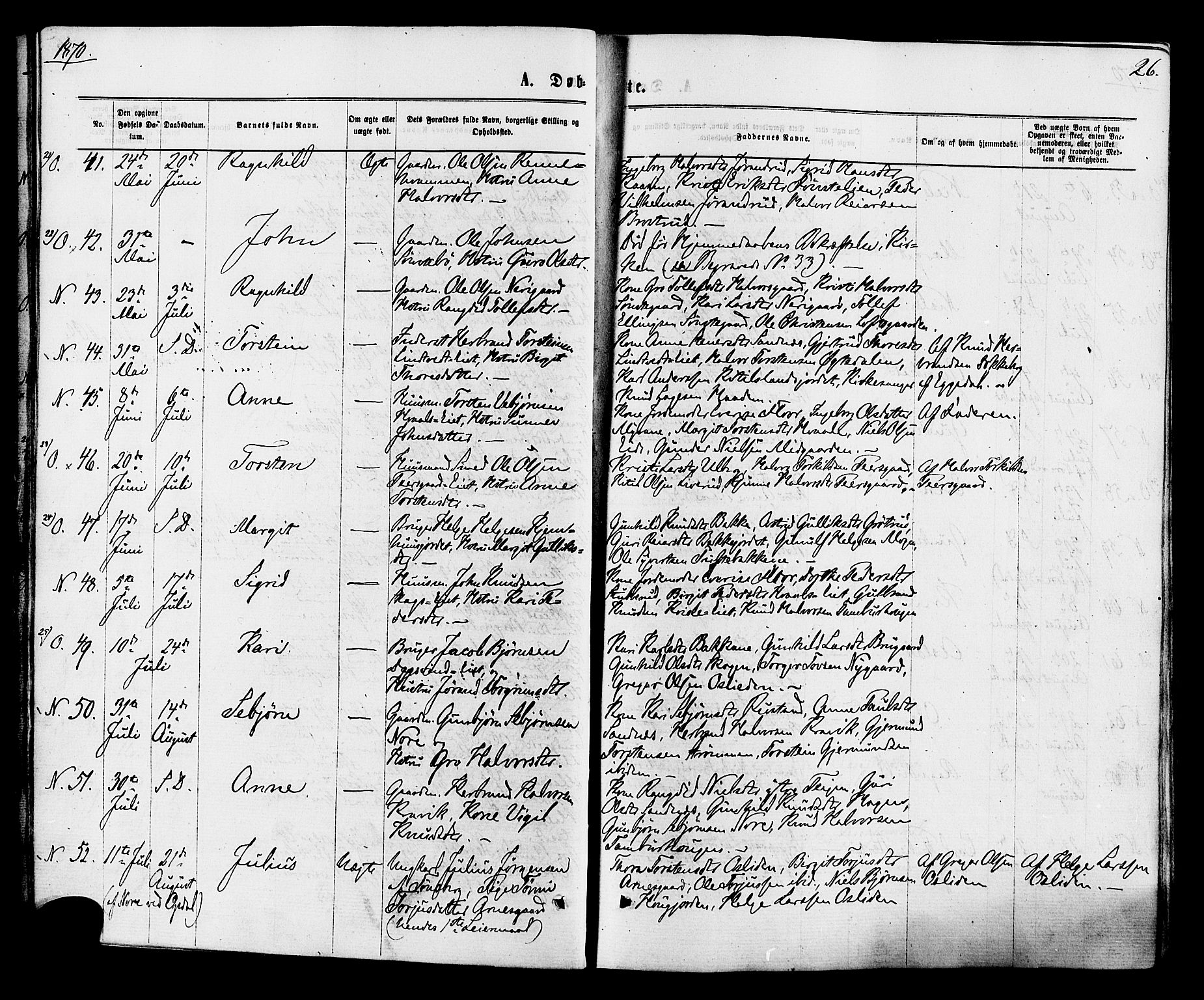 Nore kirkebøker, AV/SAKO-A-238/F/Fa/L0004: Ministerialbok nr. I 4, 1867-1877, s. 26