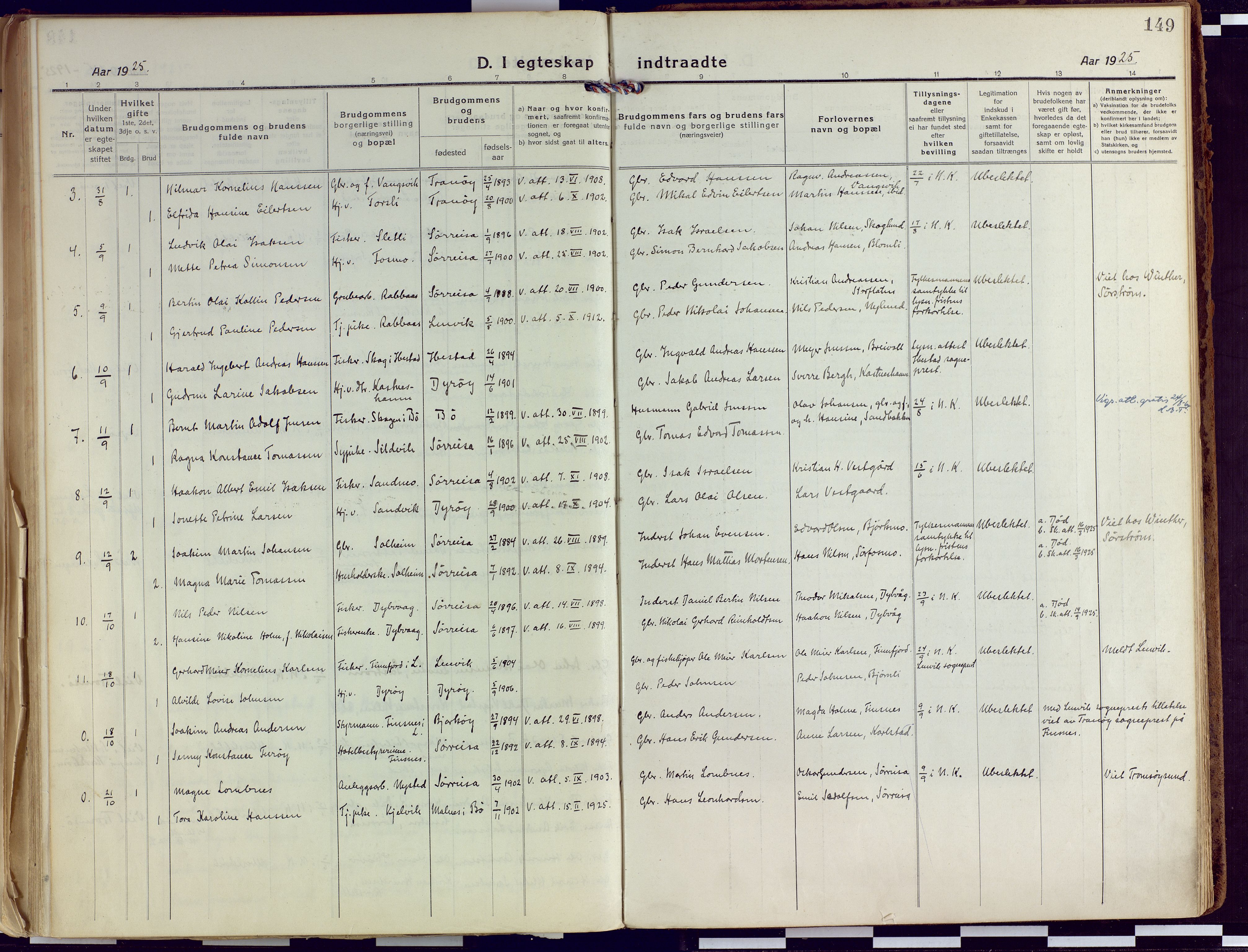 Tranøy sokneprestkontor, SATØ/S-1313/I/Ia/Iaa/L0015kirke: Ministerialbok nr. 15, 1919-1928, s. 149