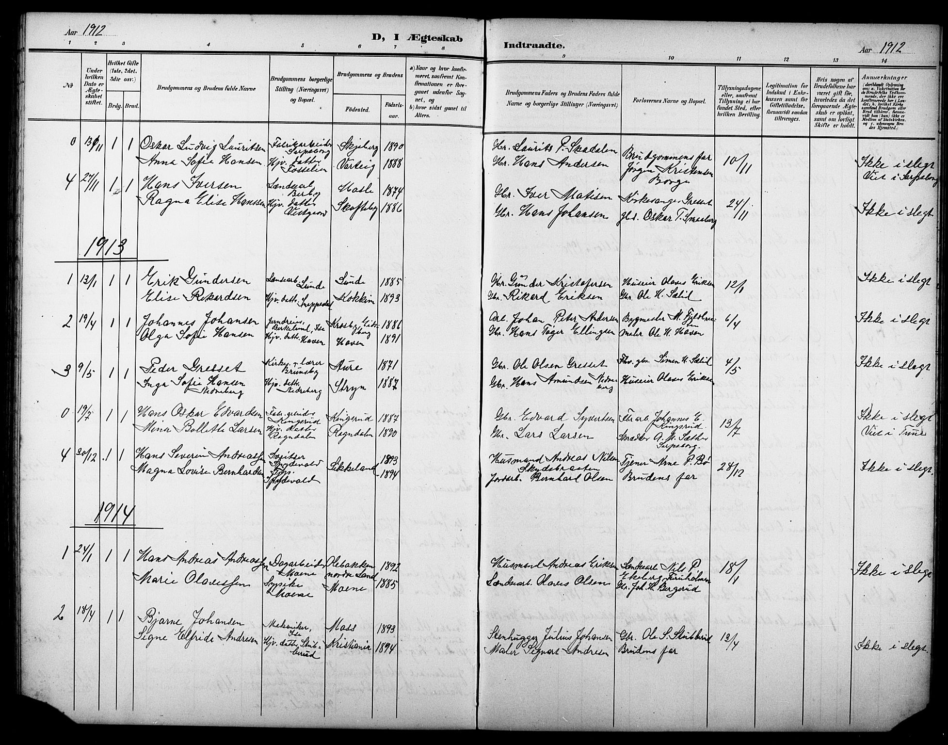 Varteig prestekontor Kirkebøker, AV/SAO-A-10447a/G/Ga/L0001: Klokkerbok nr. 1, 1902-1923
