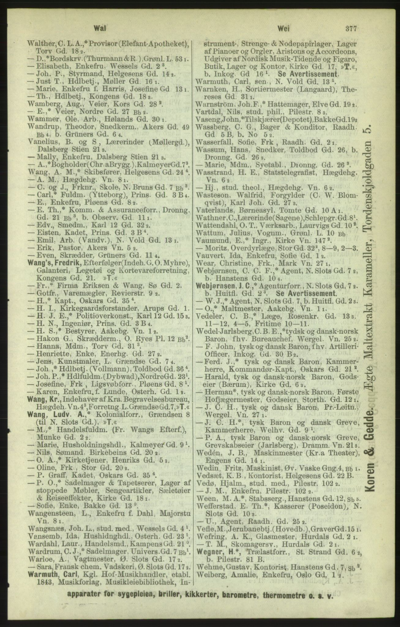 Kristiania/Oslo adressebok, PUBL/-, 1886, s. 377