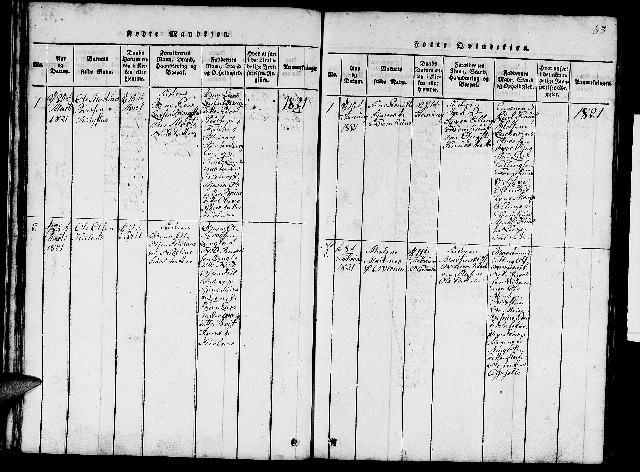 Ministerialprotokoller, klokkerbøker og fødselsregistre - Møre og Romsdal, SAT/A-1454/520/L0289: Klokkerbok nr. 520C01, 1817-1837, s. 33