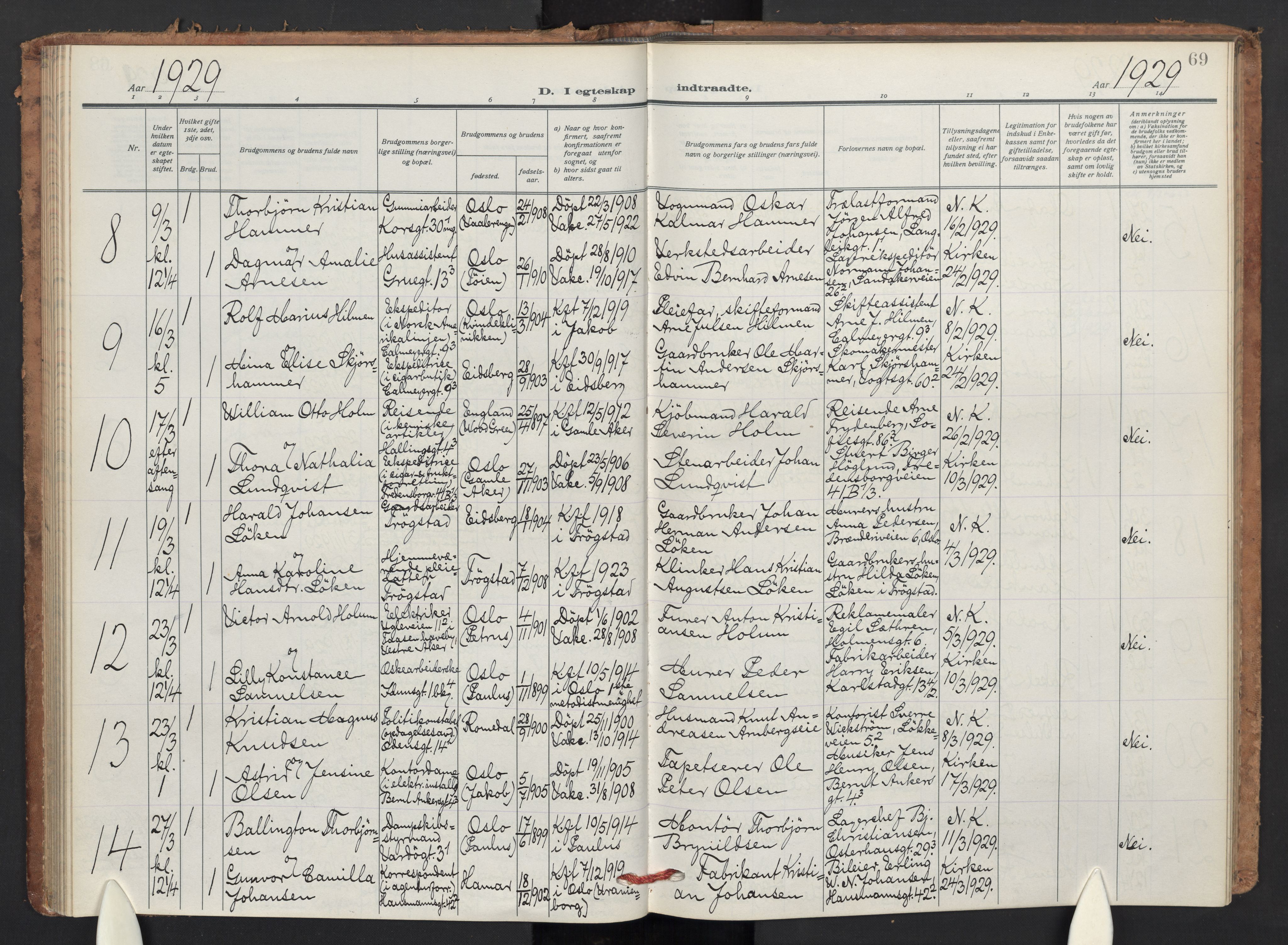 Jakob prestekontor Kirkebøker, AV/SAO-A-10850/F/Fa/L0018: Ministerialbok nr. 18, 1923-1936, s. 69