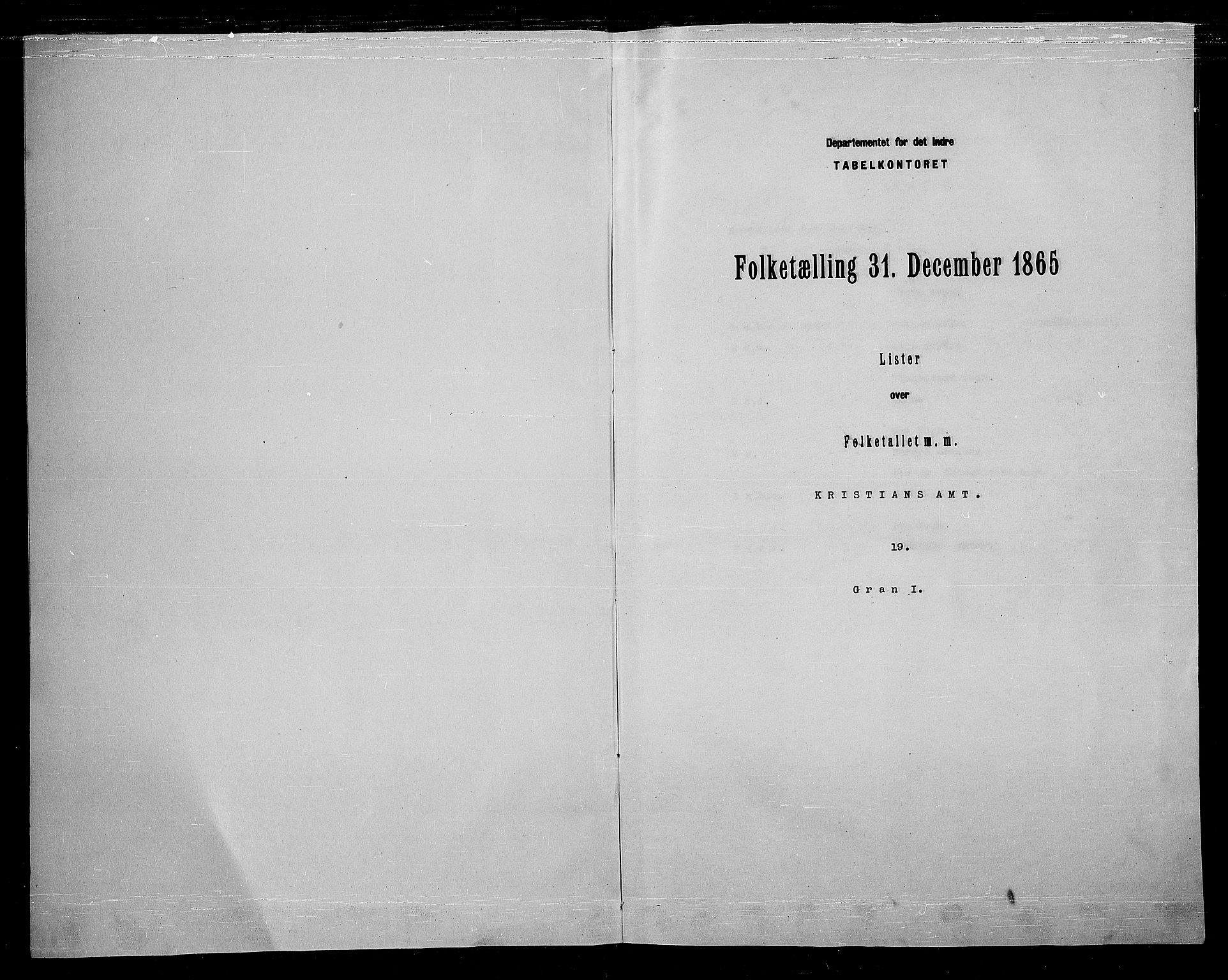 RA, Folketelling 1865 for 0534P Gran prestegjeld, 1865, s. 3