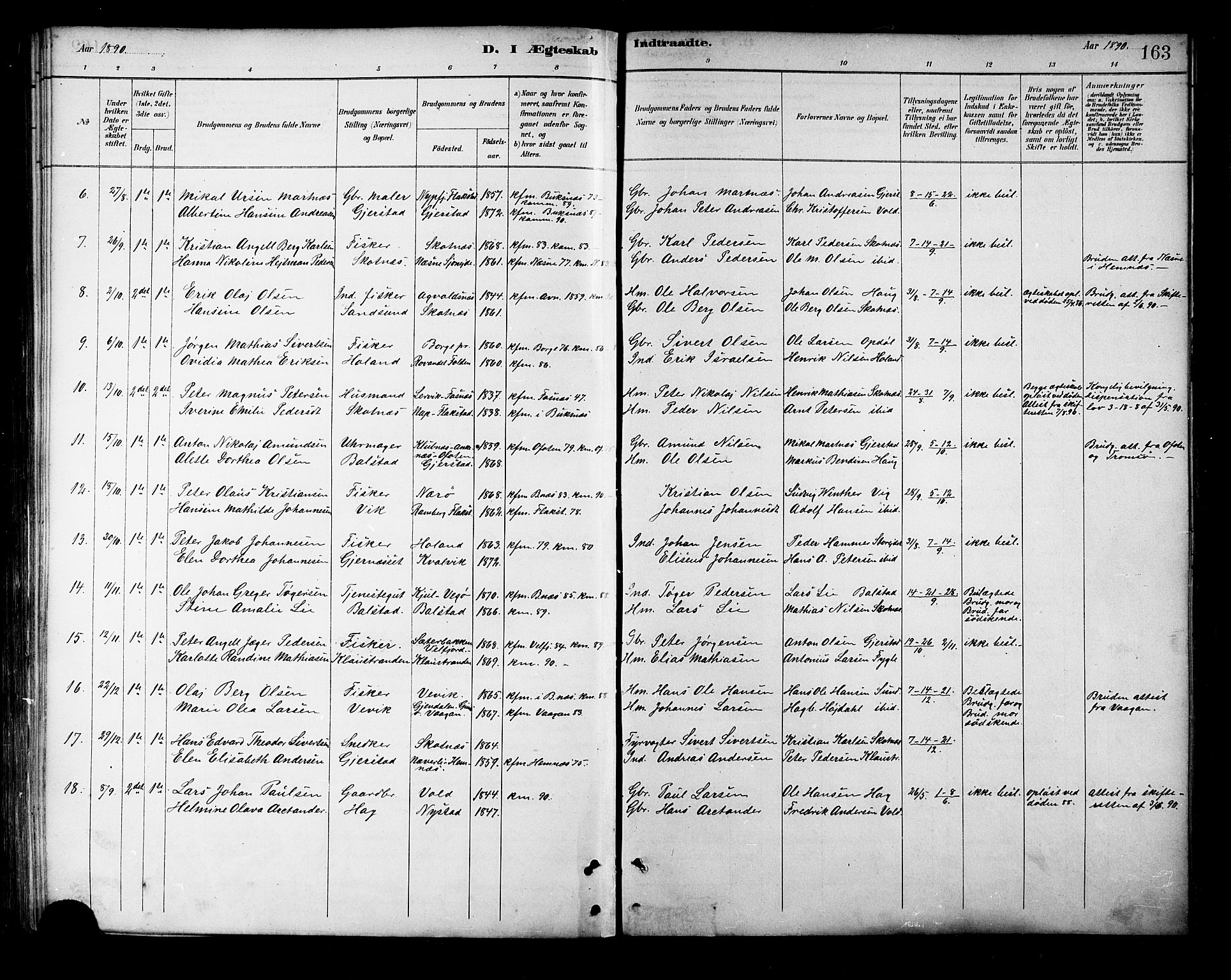 Ministerialprotokoller, klokkerbøker og fødselsregistre - Nordland, AV/SAT-A-1459/881/L1167: Klokkerbok nr. 881C04, 1886-1899, s. 163