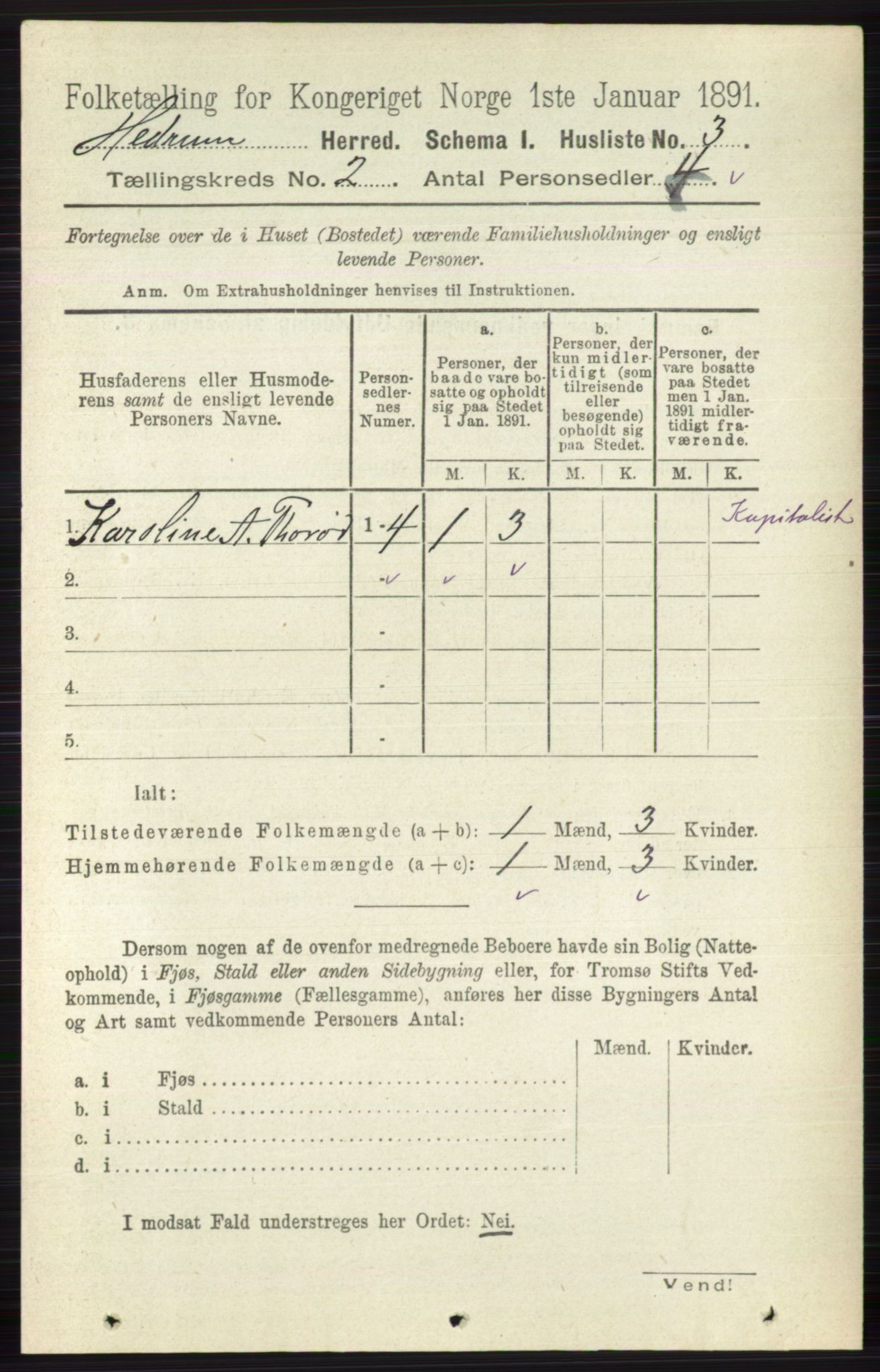 RA, Folketelling 1891 for 0727 Hedrum herred, 1891, s. 279