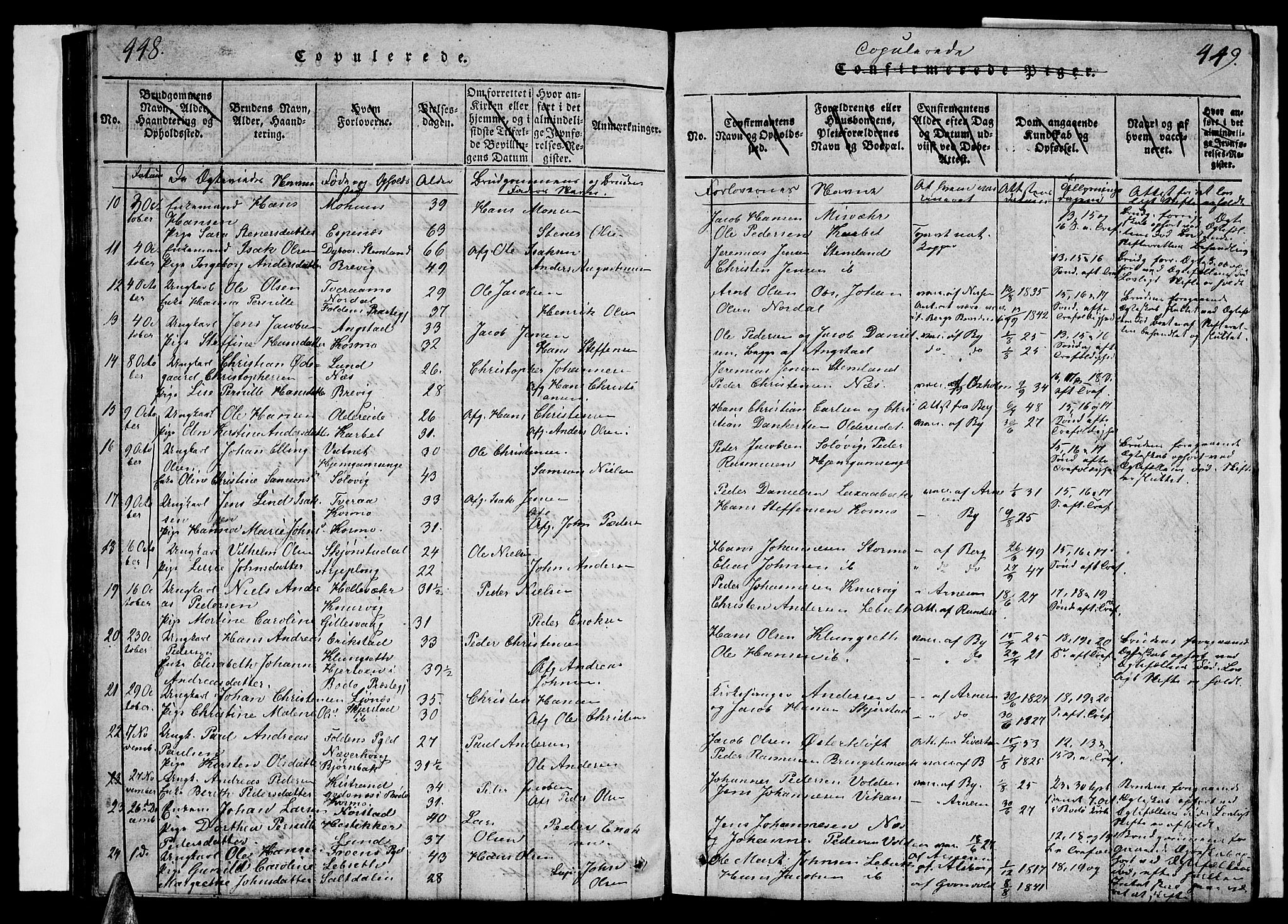 Ministerialprotokoller, klokkerbøker og fødselsregistre - Nordland, AV/SAT-A-1459/852/L0752: Klokkerbok nr. 852C03, 1840-1855, s. 448-449