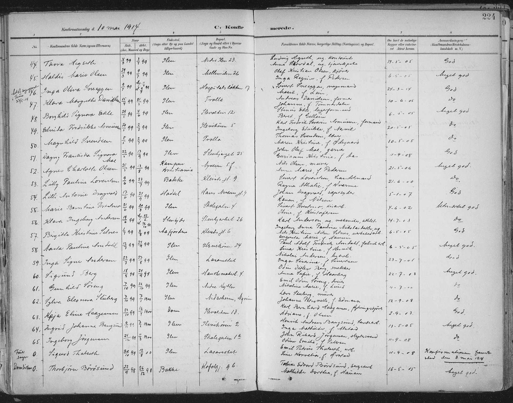 Ministerialprotokoller, klokkerbøker og fødselsregistre - Sør-Trøndelag, AV/SAT-A-1456/603/L0167: Ministerialbok nr. 603A06, 1896-1932, s. 224
