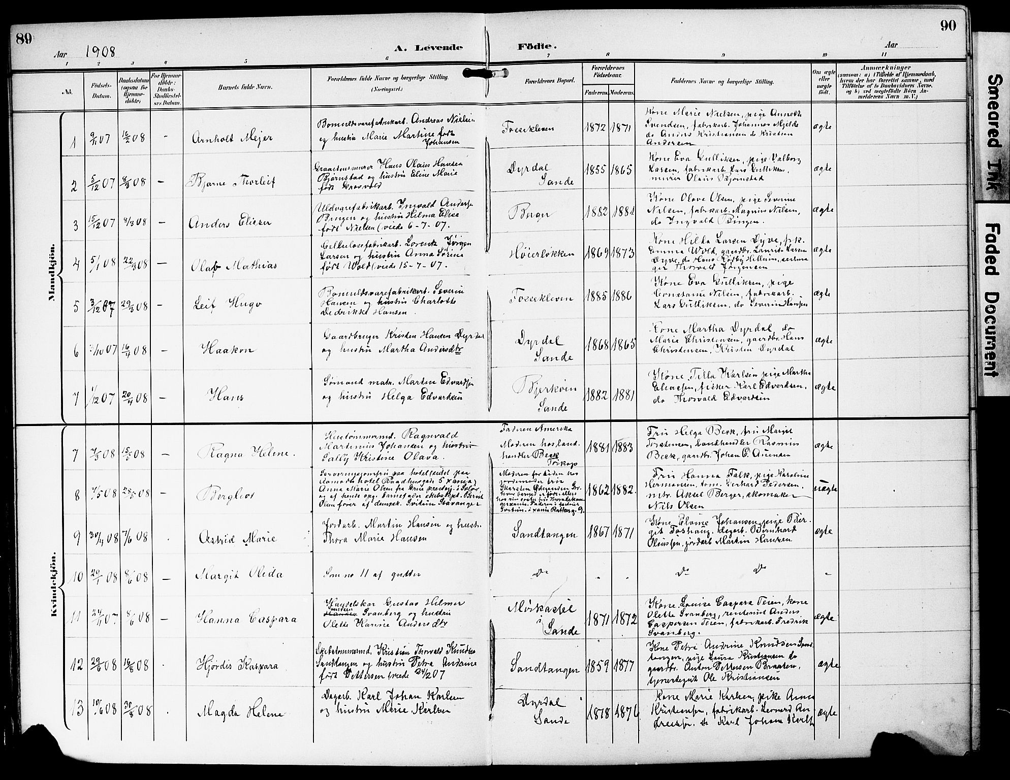 Strømm kirkebøker, AV/SAKO-A-322/G/Ga/L0004: Klokkerbok nr. I 4, 1897-1927, s. 89-90